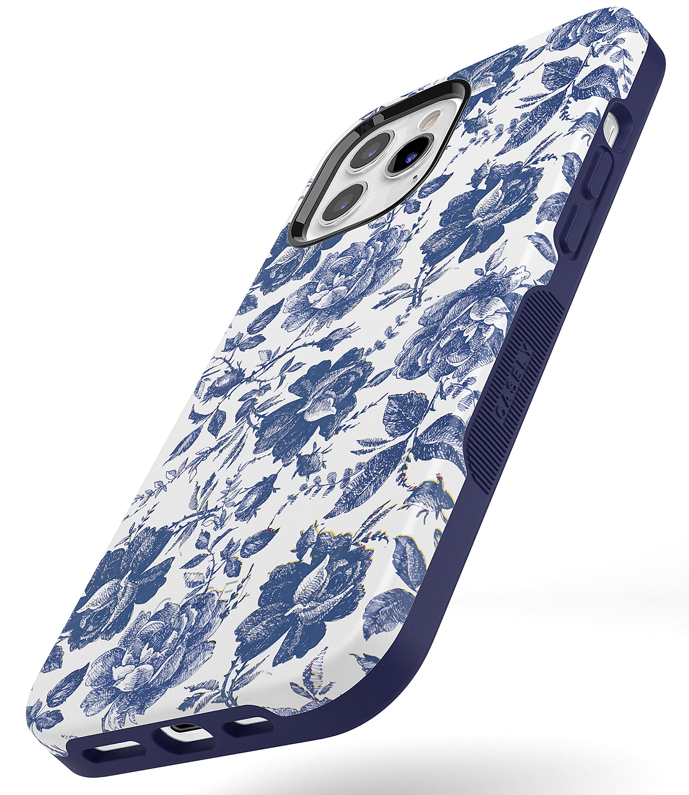Casely iPhone 12 Pro Max Case Floral Design - Rose to Fame Coquette Blue & White Rose Phone Cover | Protective Slim Fit Shockproof Case for Women Girls | Perfect for Daily Use, Work, Travel & Gift Giving