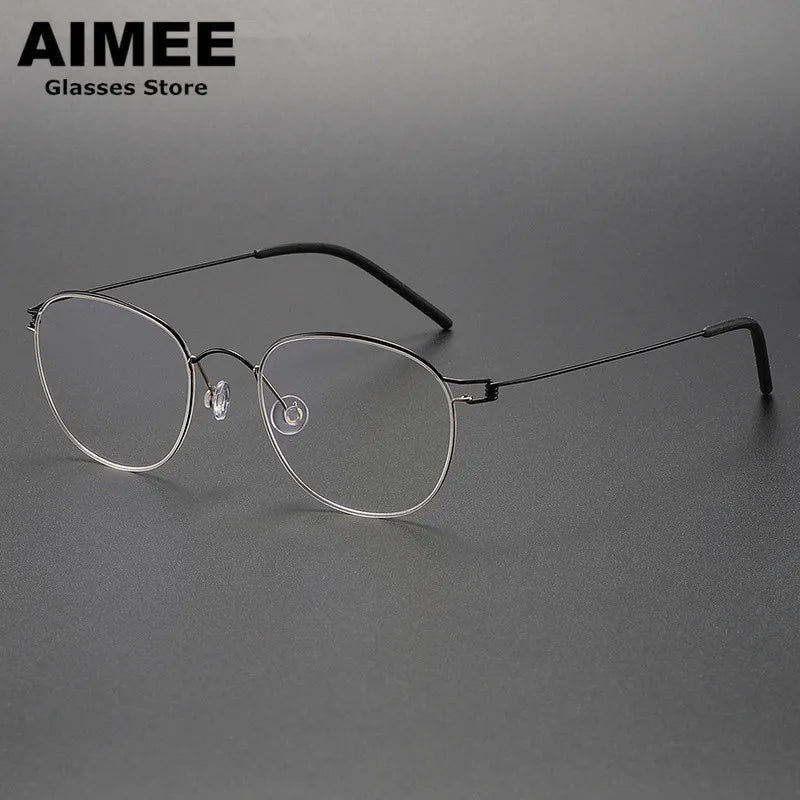 Stylish Unisex Full Rim Oval Round Screwless Titanium Eyeglasses Frame 2051 - Lightweight & Durable for Work, Reading & Daily Wear