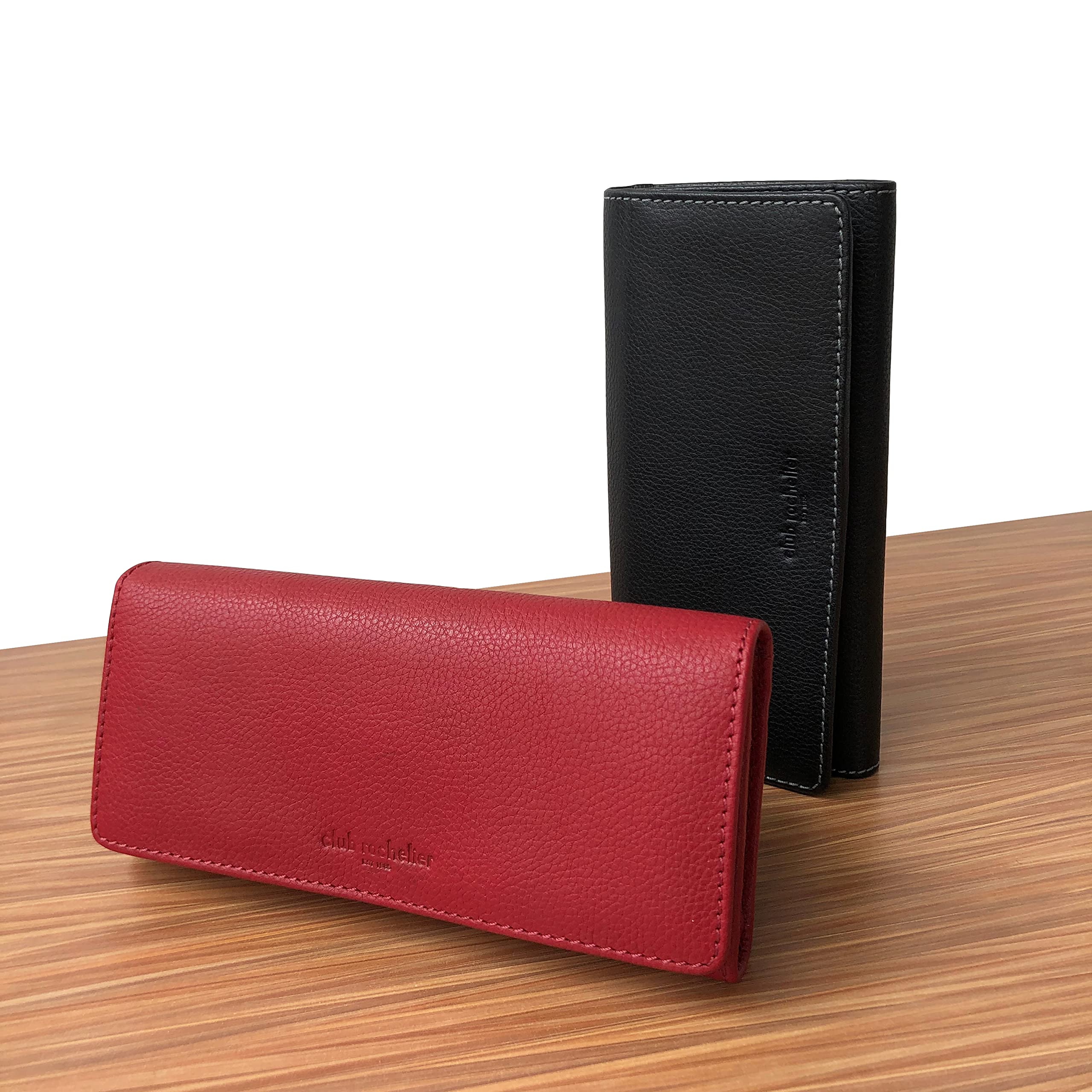 Club Rochelier Genuine Leather Clutch Wallet for Women - Slim RFID Blocking Credit Card Holder with Wristlet Strap, Black (CL11065-3-Blk) | Perfect for Evening Parties, Weddings & Daily Essentials Organization