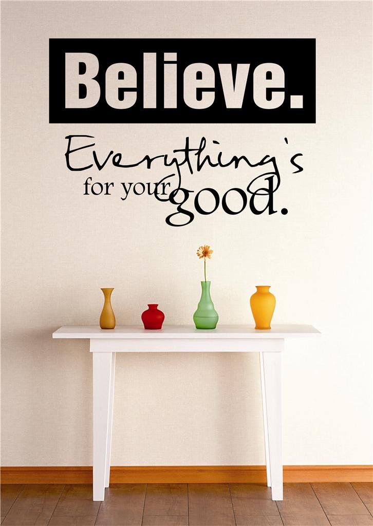 Inspirational Wall Decal - 'Believe Everything Happens for Good' Motivational Quote Vinyl Sticker for Home & Office Decor - 12x18 Inches - Perfect for Living Room, Bedroom or Workspace