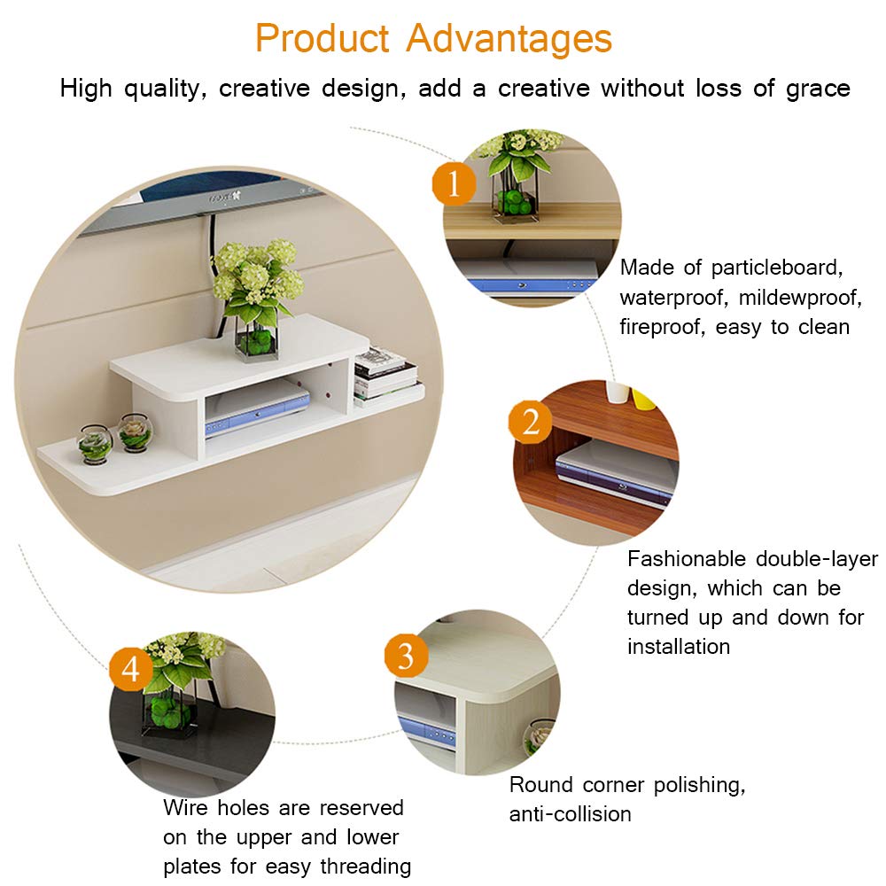 HAI+ Floating TV Shelf Wall Mounted Media Console - Organize Your PS4, Cable Box, DVD Player & Game Consoles - Perfect for Living Room, Bedroom & Home Theater Setup