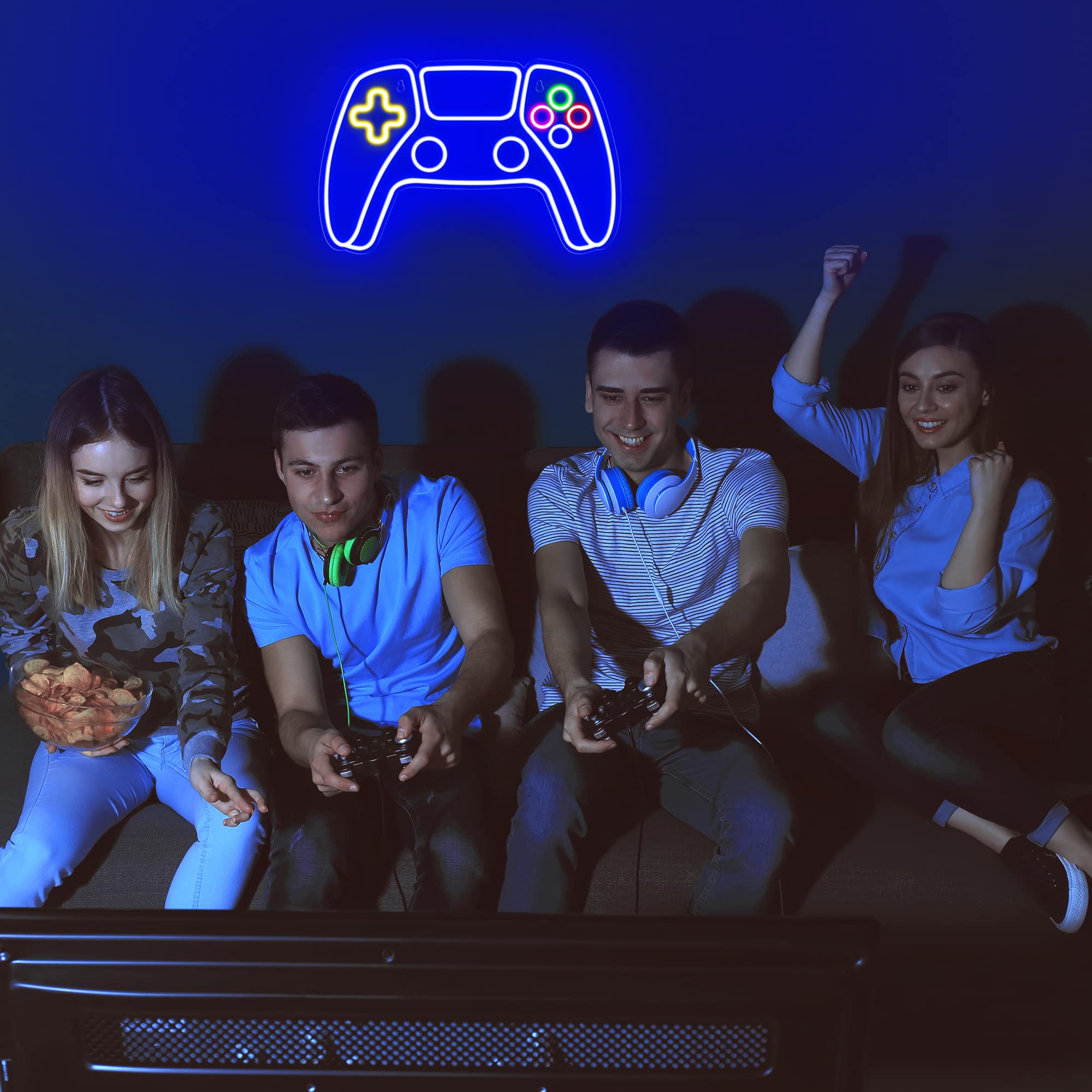 Kavaas Gamer Neon Sign - LED Neon Controller Wall Art for Gaming Room Decor - Cool Gaming Neon Light for Teen Boys Bedroom - Perfect Gamer Gift for Teenagers & Kids - Ideal for Game Room, Man Cave & Esports Themed Parties