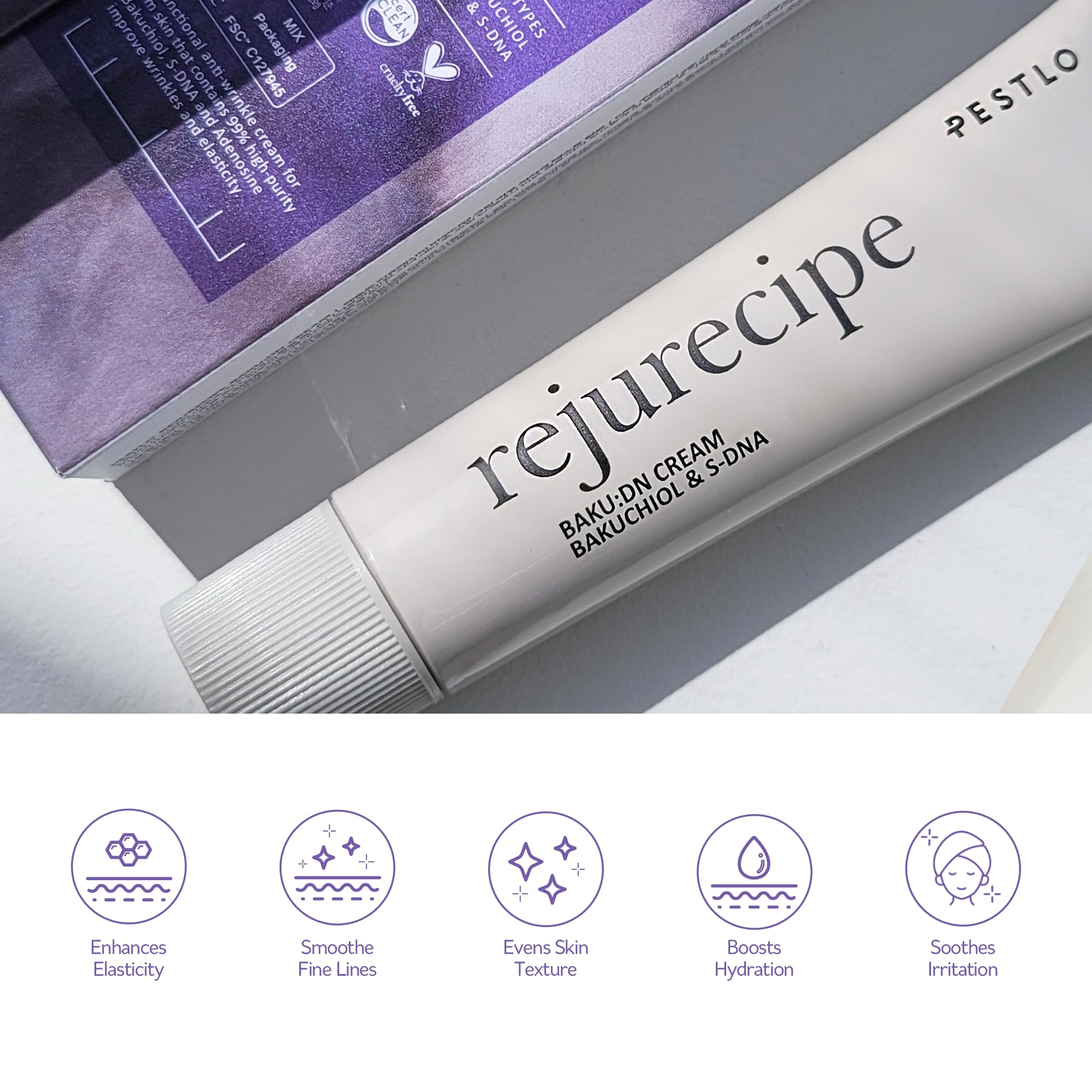 PESTLO Anti-Aging Skincare Set with Bakuchiol & Hyaluronic Acid | Rejurecipe Spicule Roller Serum & Baku:DN Cream | Firming Treatment for Wrinkles & Elasticity Boost | Perfect for Night Routine & Travel Skincare