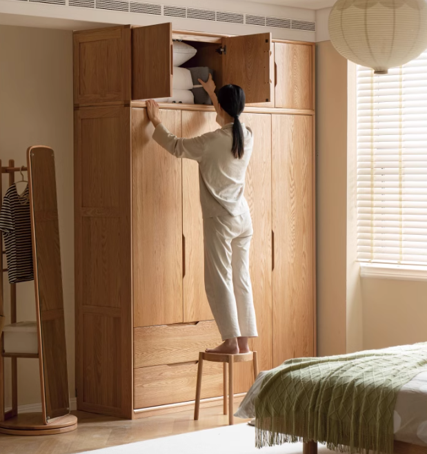 Solid Oak Wood Wardrobe - Spacious Storage for Bedroom, Closet & Home Organization | Durable & Stylish Furniture for Modern Living Spaces