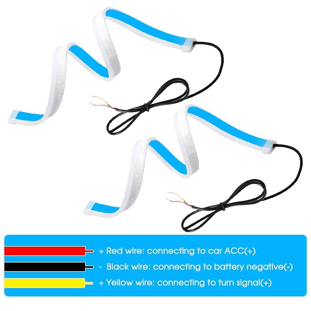 Diurnal LED Car Daytime Running Lights - 60cm Ultra Thin Soft Tube LED Strip with Turn Signal & Flowing Winker - Perfect for Daytime Driving, Safety Enhancement, and Custom Car Styling (Ideal for Sedans, SUVs, and Trucks)