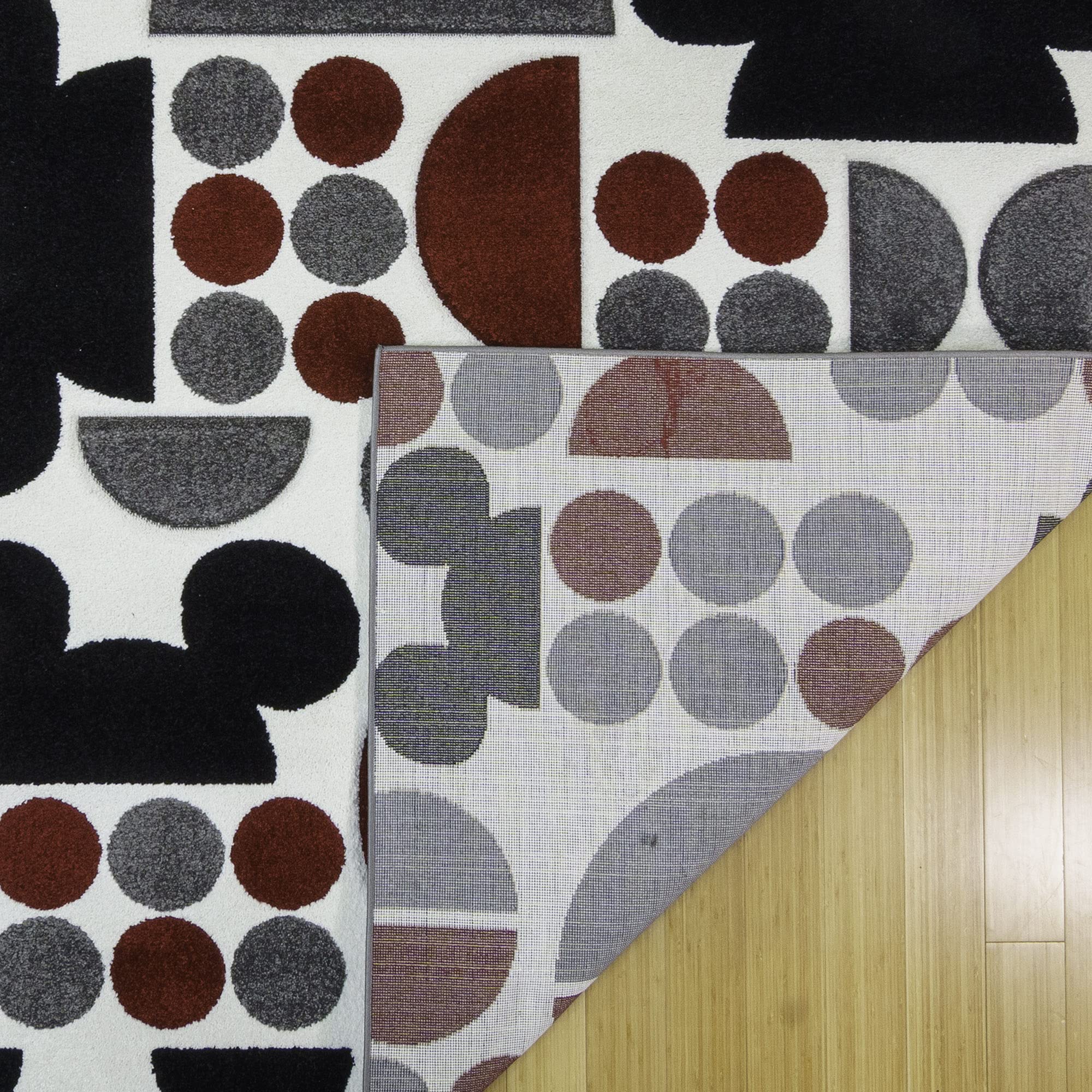 Gertmenian Disney Mickey Mouse Rug - 5x7 Feet Textured Floor Mat for Living Room, Dining Room, Playroom & Study - Abstract Spheres Design in Red, White & Gray | Perfect for Kids' Room Decor, Home Theater & Cozy Reading Nook