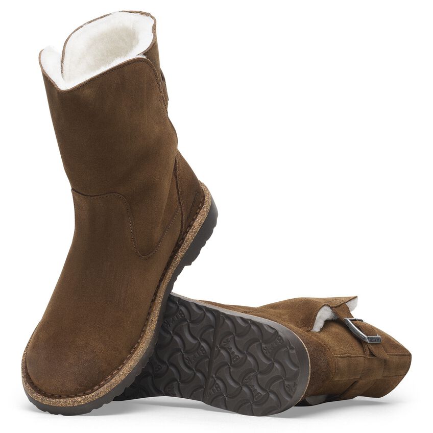 Birkenstock Uppsala Shearling Suede Leather Sandals in Dark Tea - Cozy Winter Slippers for Indoor & Outdoor Comfort