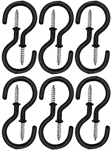 24 Pack 2.9 Inch Black Vinyl Coated Screw-in Ceiling Hooks - Heavy Duty Plant Hooks, Wall Hooks for Kitchen, Lights & Cups - Indoor & Outdoor Use for Home, Garden & Garage Organization