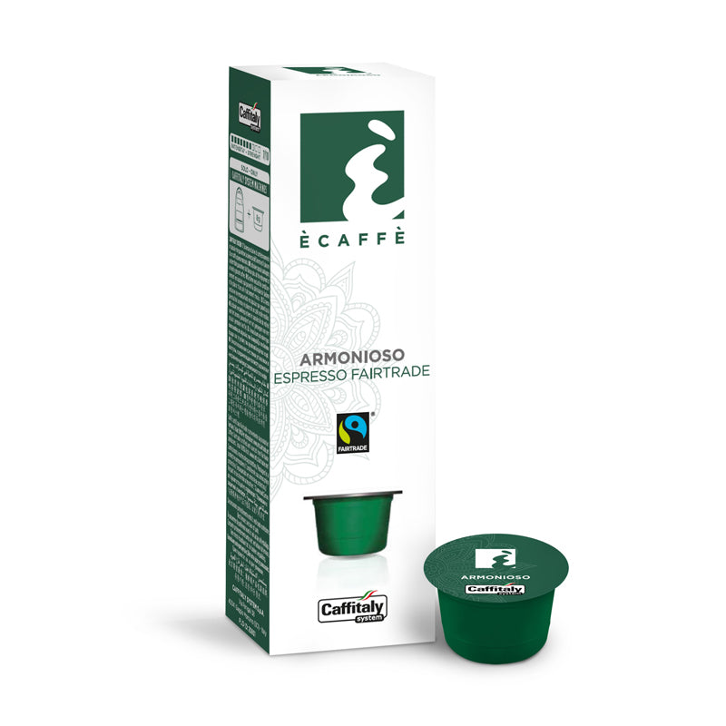 Fair Trade Caffitaly ecaffe Armonioso Espresso Capsules - 10 Count | Compatible with Caffitaly Machines | Perfect for Home & Office Coffee Breaks
