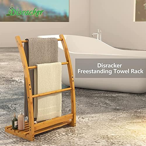 Premium Wooden Freestanding Multi-Tier Towel Rack Stand with Shelf - Bathroom, Bedroom, Gym & Kitchen Towel Holder - Space-Saving Ladder Design for Hand & Bath Towels (Model A41) | Perfect for Small Spaces, Spa-Like Bathrooms & Organized Living Areas