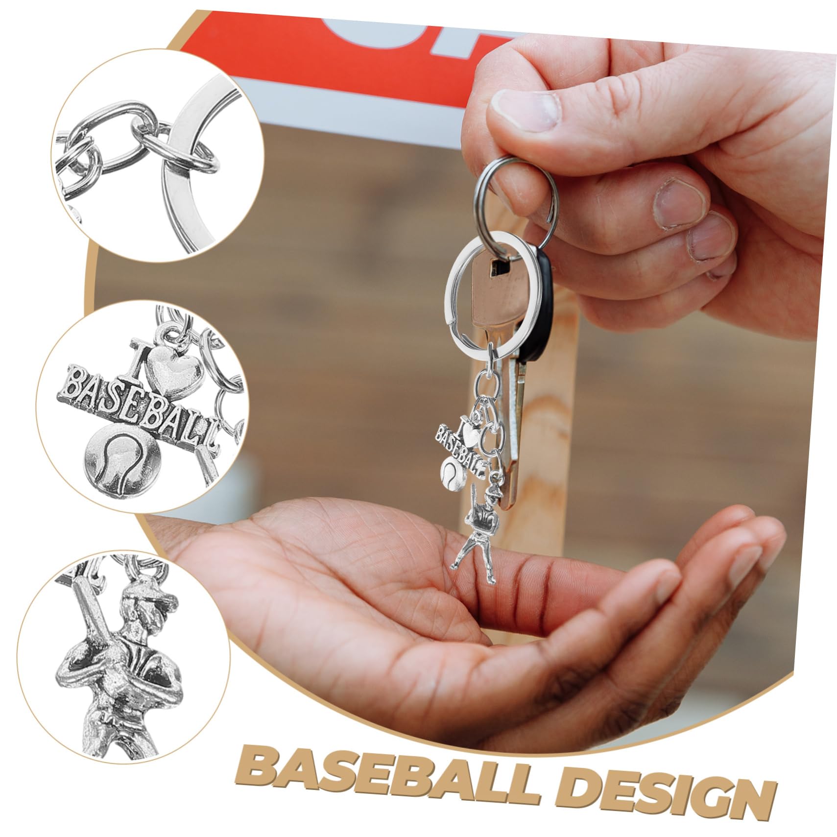 Baseball Keychain for Men & Women - Durable Key Ring Keychain Accessories for Baseball & Softball Fans - Perfect for Keys, Bags & Backpacks