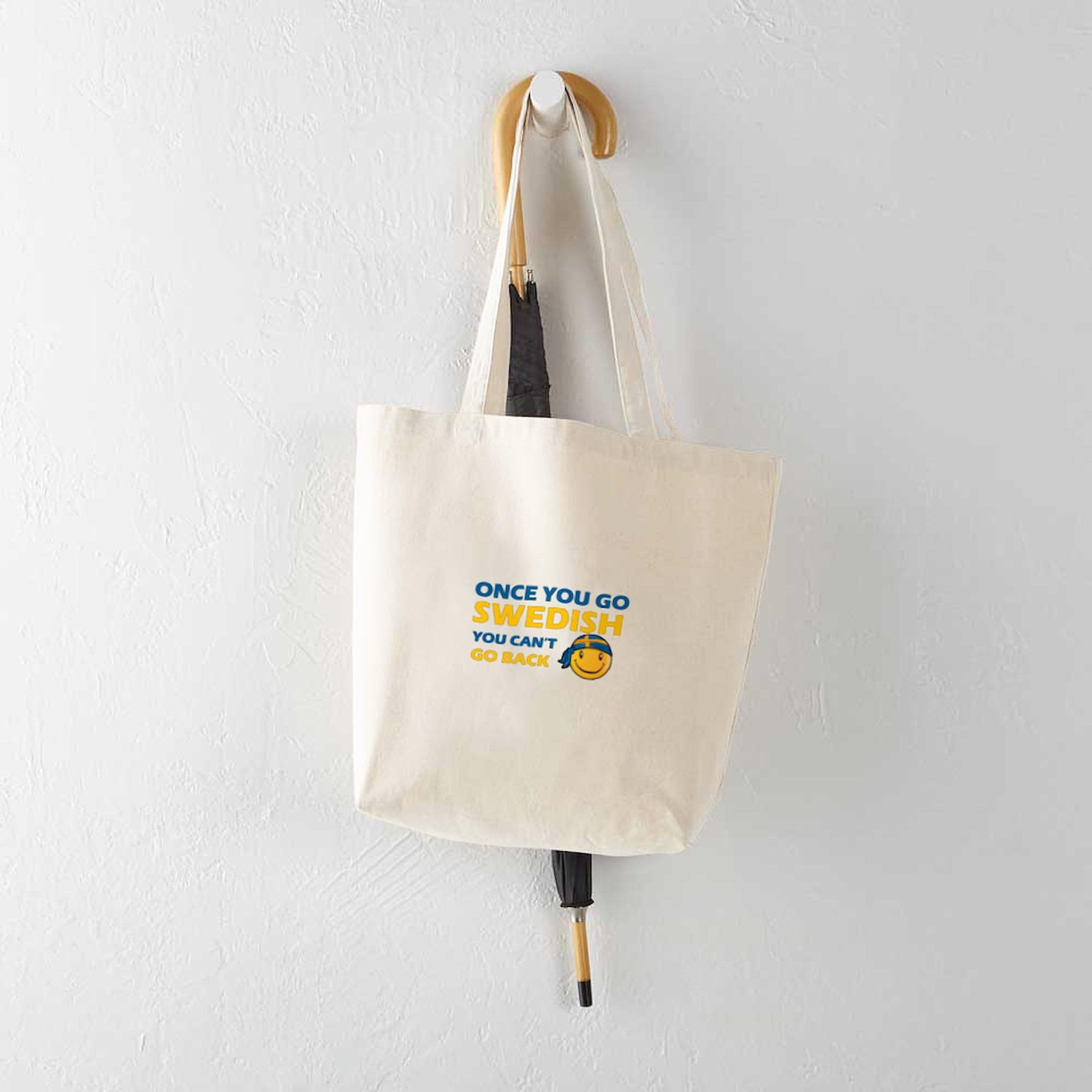 Funny Swedish Flag Designs Tote Bag - Natural Canvas Reusable Shopping Bag for Groceries, Beach & Everyday Use | Eco-Friendly & Durable