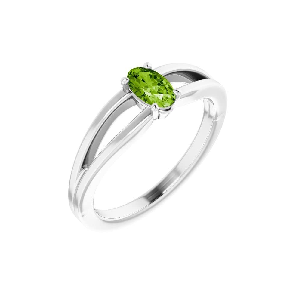 Bonyak Platinum Peridot Solitaire Ring - Unique Engagement Ring for Women, Size 3 - Perfect for Proposals, Anniversaries & Special Occasions
