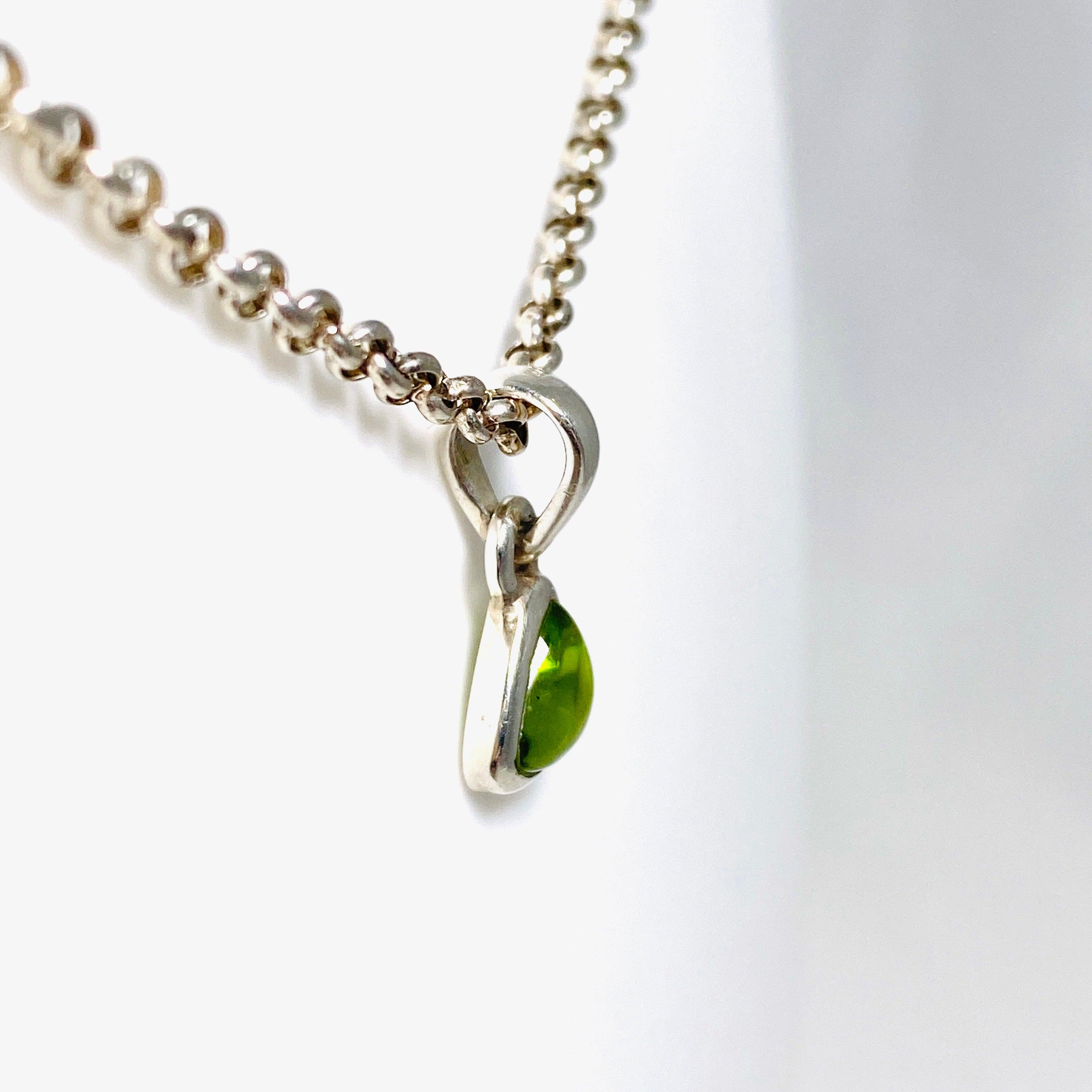Natural Peridot Triangle Cabochon Pendant - Dainty Green Gemstone Jewelry for Women - Perfect for Everyday Wear & Special Occasions
