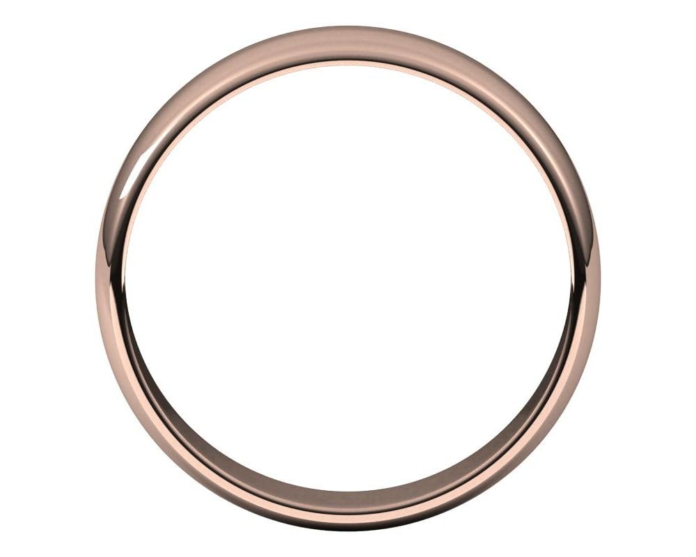 10K Rose Gold 5mm Half Round Wedding Band - Perfect for Lightweight Bridal Jewelry