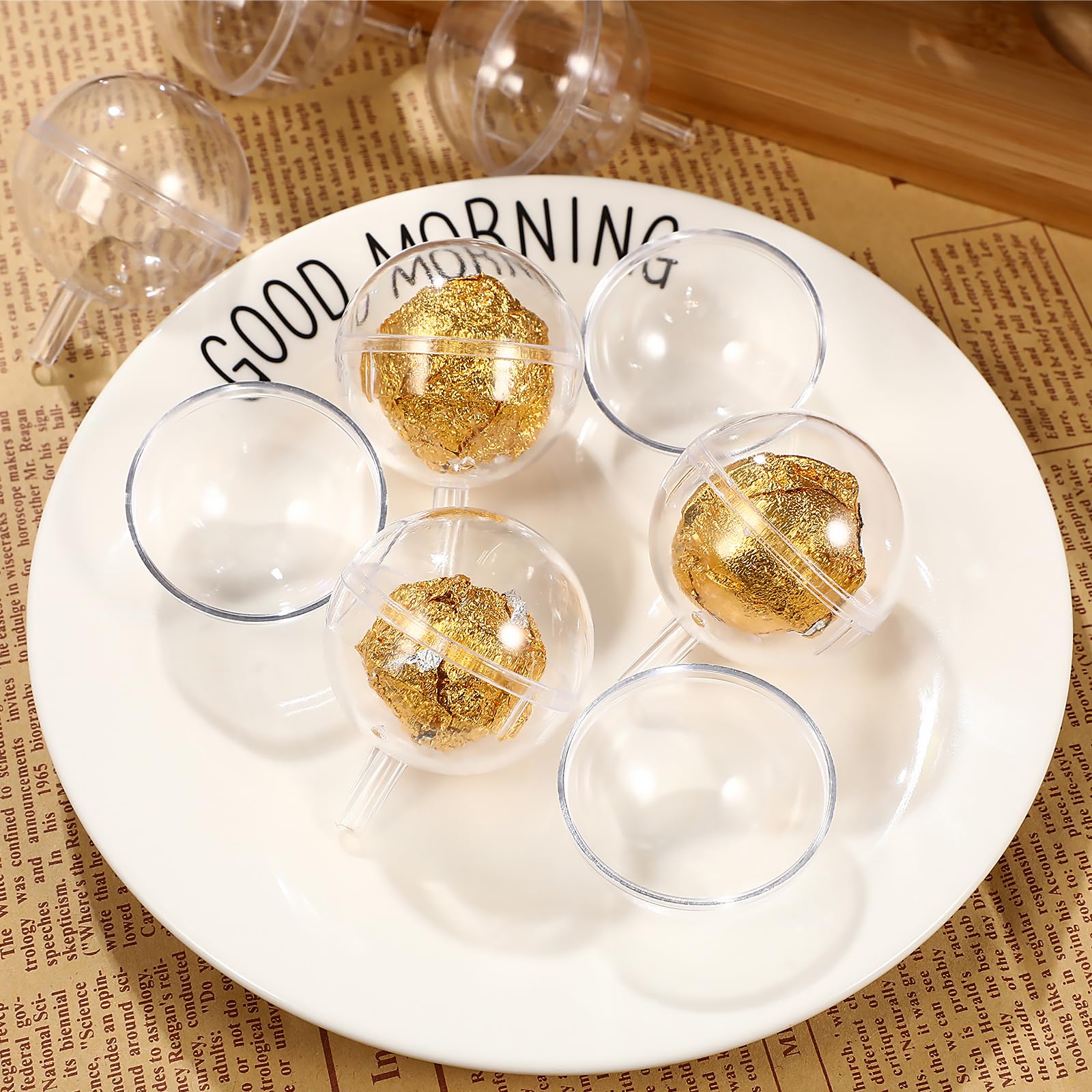 EXCEART 25Pcs Clear Round Plastic Chocolate Box Holders - Candy Wrappers & Packaging Cases with Flower Support Rack for Birthday, Wedding, Valentine's Day - Perfect for Gift Giving, Party Favors & Dessert Displays