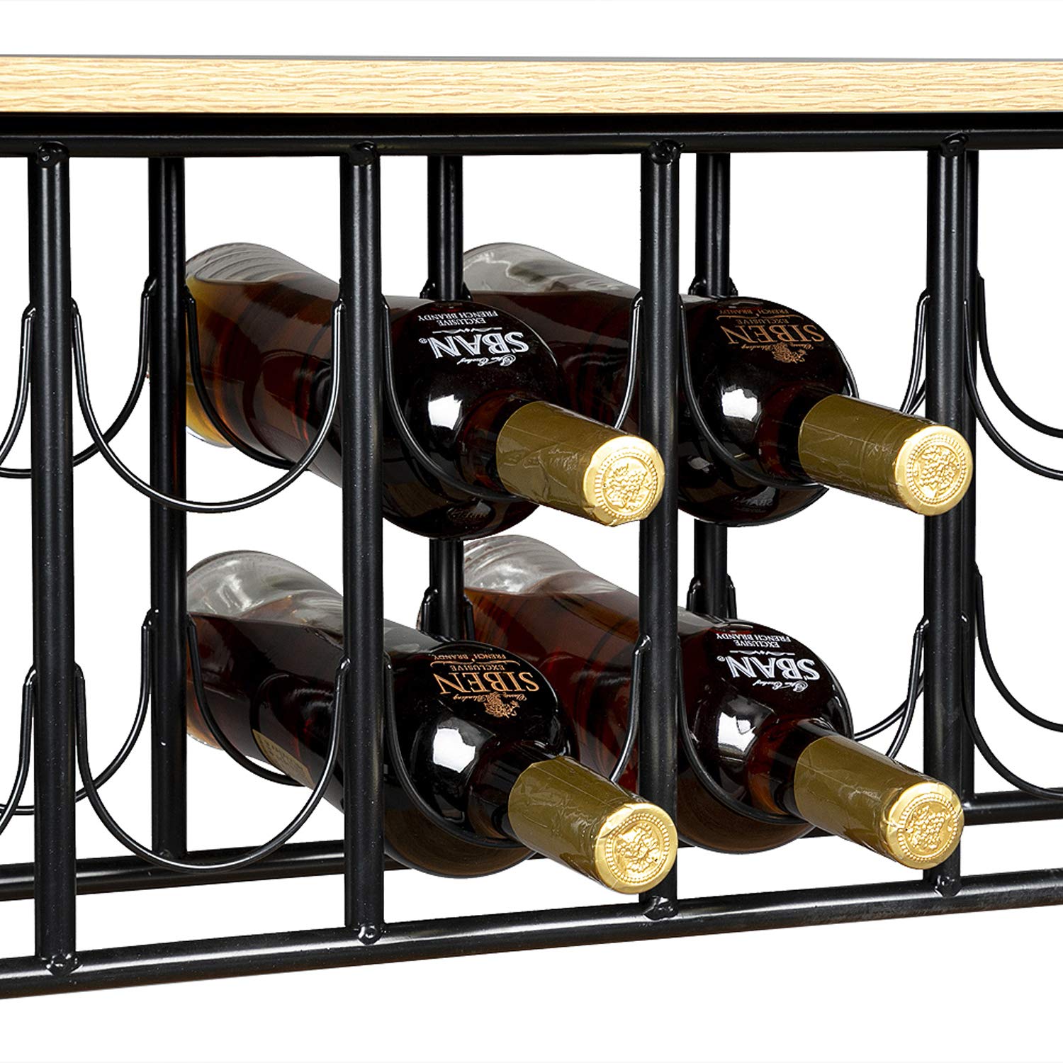 Industrial Wine Cart with Wine Rack & Glass Holder - Rolling Kitchen Bar Serving Cart with Locking Casters & Handle - Perfect for Home, Restaurant, or Party Use (Brown)