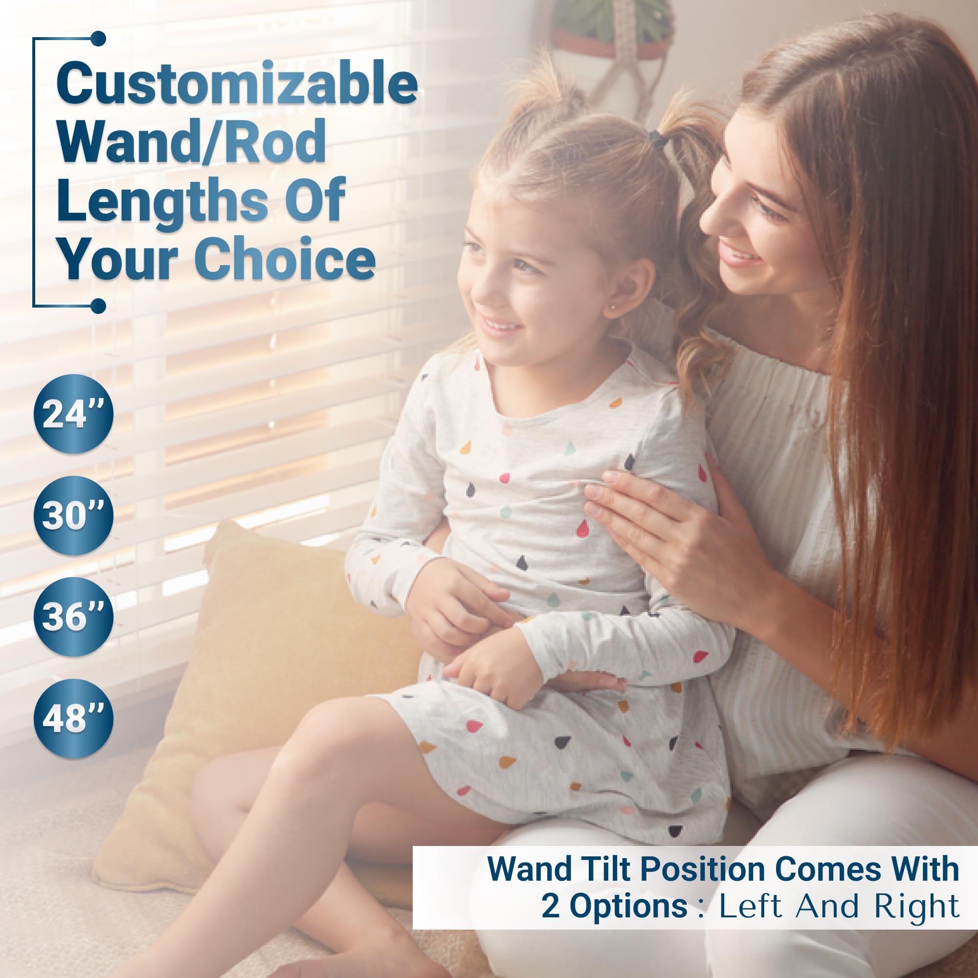 Customizable Wood Horizontal Cordless Window Blinds - 2 Inch Slats - Rosewood Finish - Inside or Outside Mount - Perfect for Living Room, Bedroom & Home Office