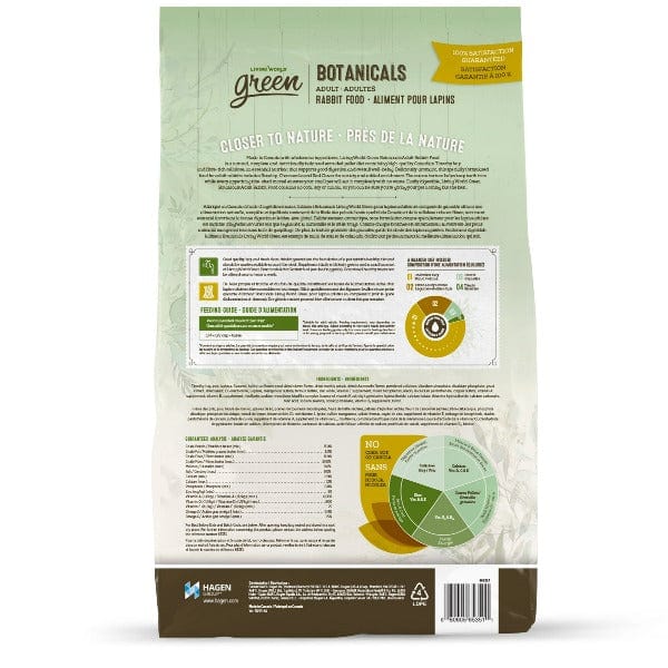 Premium Adult Rabbit Food - Living World Green Botanicals | High Fiber, Nutrient-Rich Pellets for Healthy Digestion | Ideal for Indoor & Outdoor Rabbit Habitats