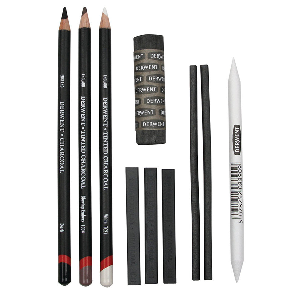 Derwent Professional Charcoal Drawing Set - 12 Pieces for Artists & Sketching | Ideal for Portraits, Landscapes & Shading Techniques