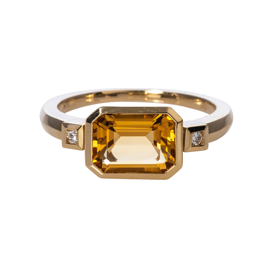 14K Yellow Gold Citrine & Diamond Ring for Women - Elegant Birthstone Jewelry for Gifts, Anniversaries & Special Occasions