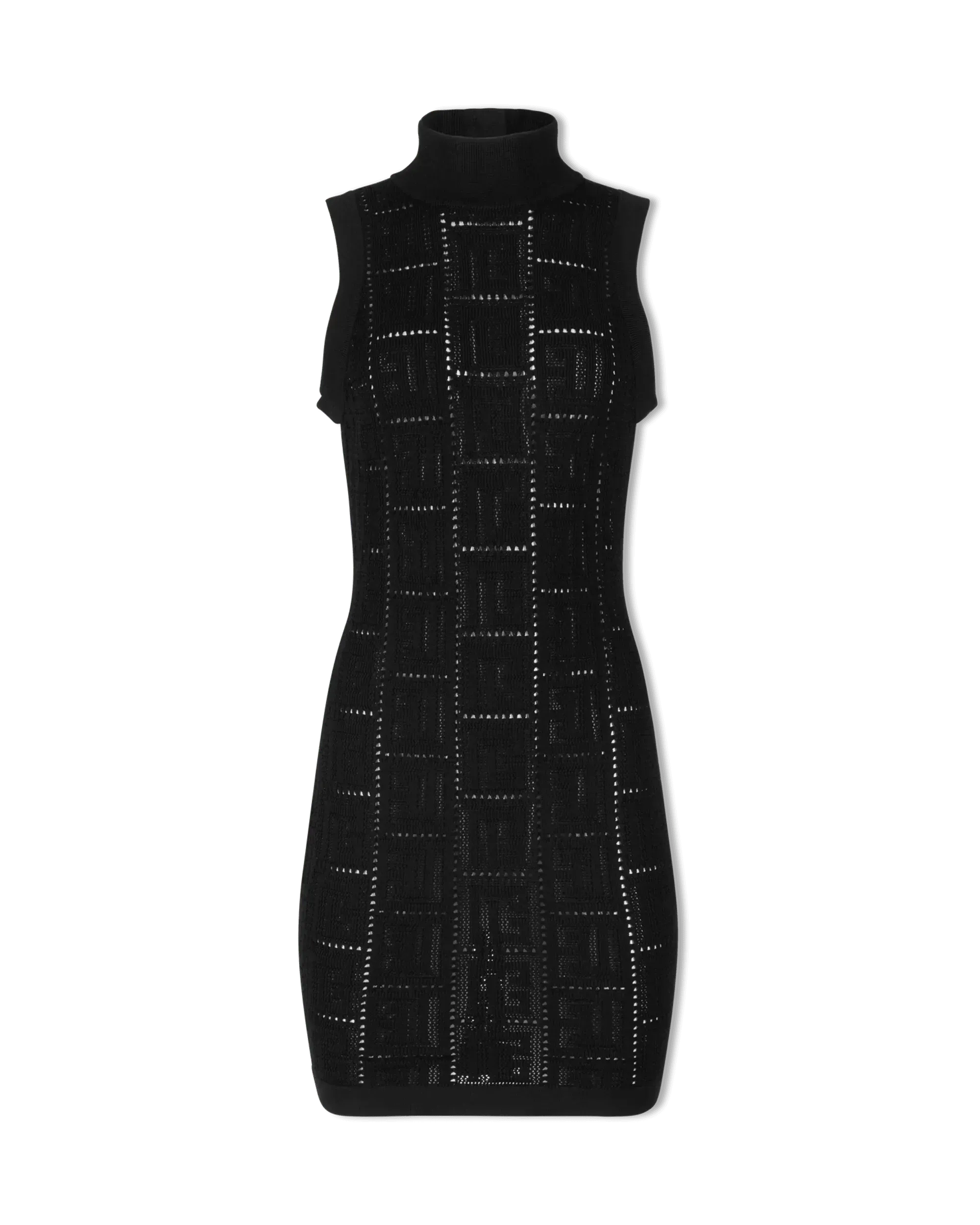 Monogram Mesh Sleeveless Knit Mini Dress for Women - Summer Party, Clubwear & Date Night Outfits | Breathable & Stylish Sleeveless Dress