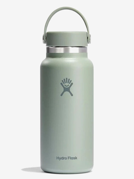 Hydro Flask 32oz Wide Mouth Water Bottle with Flex Cap - Vacuum Insulated Stainless Steel, Keeps Drinks Cold 24Hrs/Hot 12Hrs - Perfect for Hiking, Camping & Outdoor Activities - Agave Color