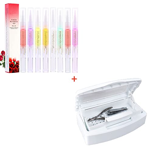 Cuticle Oil Pen & Nail Care Kit - Hydrating Nail Cuticle Treatment with Alcohol Soaking Tray, Scissors, Tweezers & Manicure Tools for Professional Nail Art & At-Home Manicures