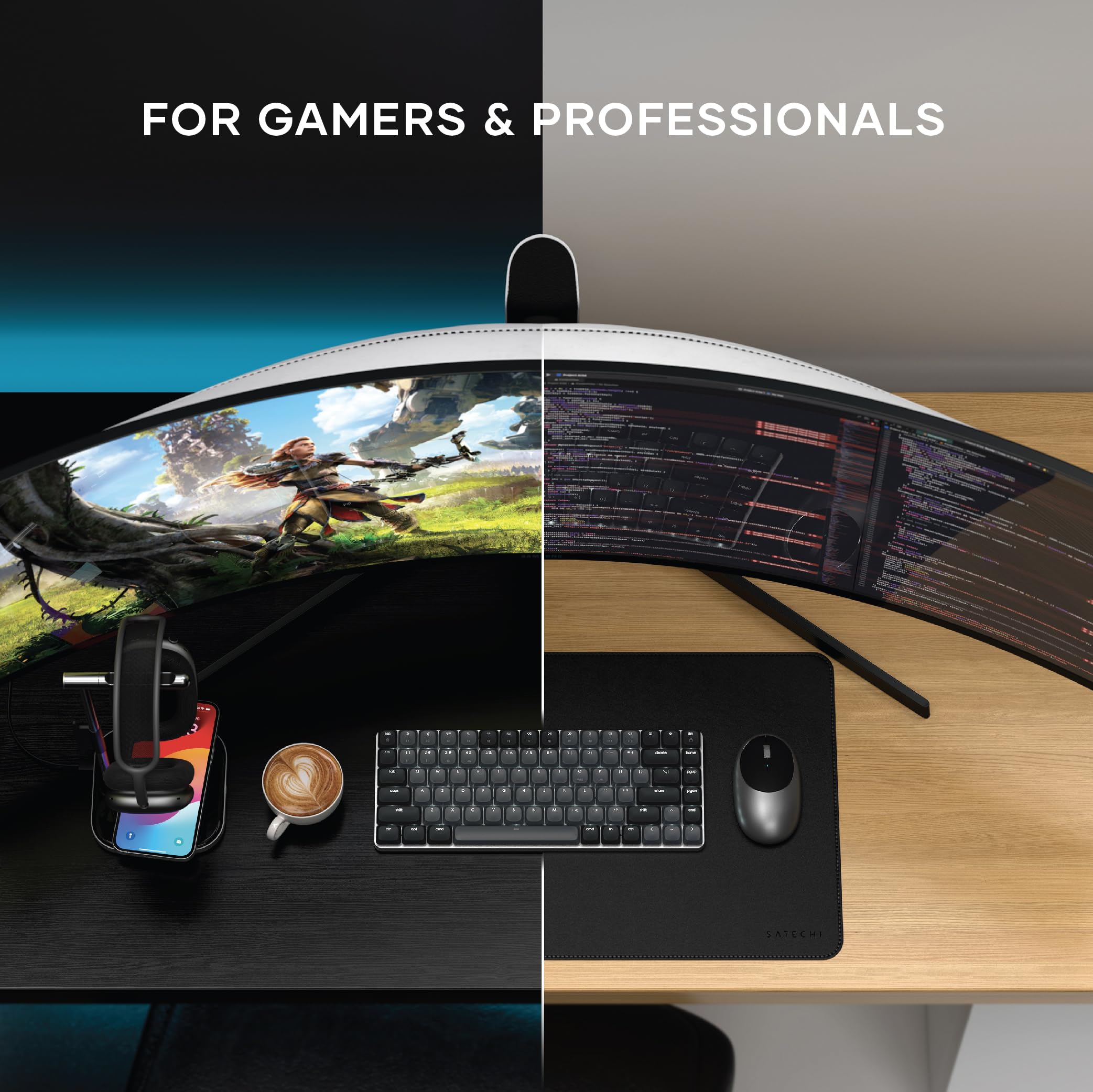 Satechi SM1 75% Mechanical Keyboard - Bluetooth Wireless LED Backlit Gaming Keyboard (84 Keys Compact Design) for Mac & Windows - Dark Gray/Gray | Perfect for Office Work, Gaming & Programming