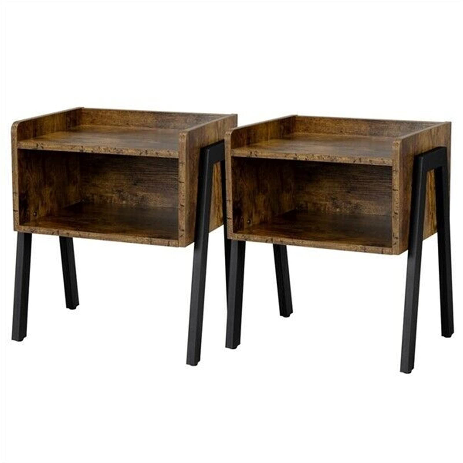 ADHW Modern Living Room Table Set - 2-Piece Stackable Narrow End Tables with Open Storage, Nightstands for Bedroom, Dorm & Small Spaces