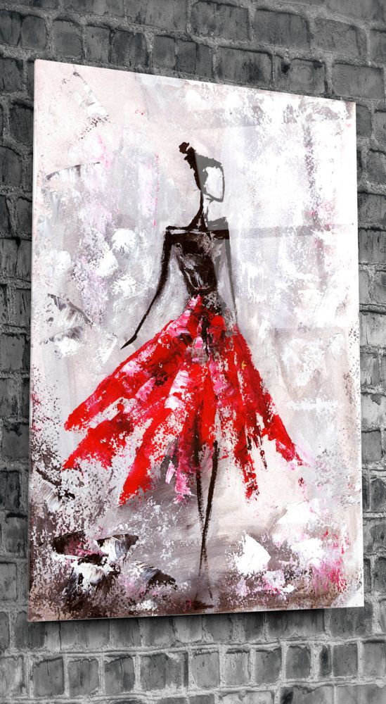 Beautiful Red Oil Painting for Women - Elegant Wall Art for Living Room, Bedroom & Office Decor