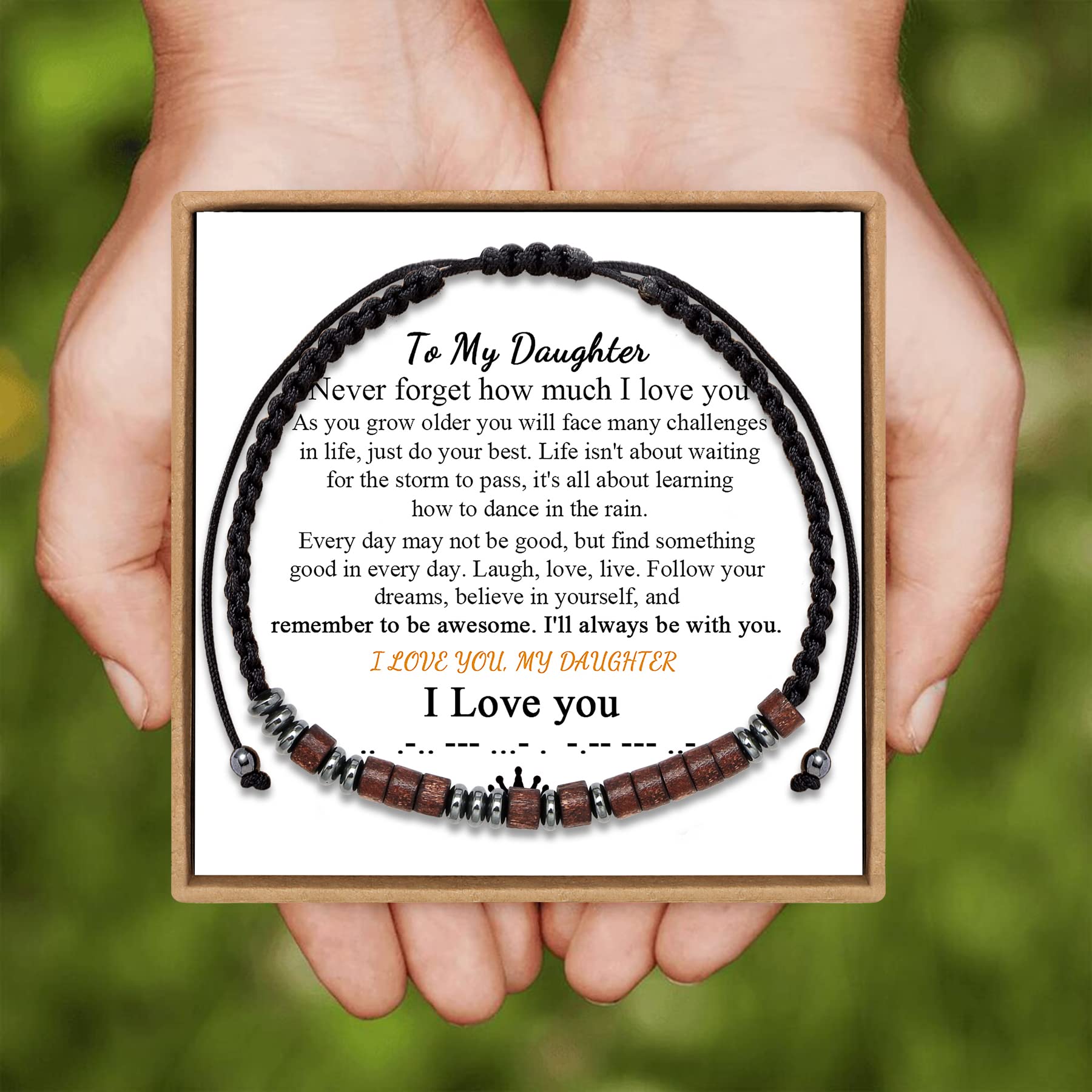 Morse Code Bracelet for Women & Men - Wooden Wrap Strand Bracelet - Anniversary, Birthday Gifts for Best Friend, Mom, Daughter, Boyfriend, Girlfriend, Husband - Perfect for Everyday Wear, Special Occasions & Thoughtful Gifting