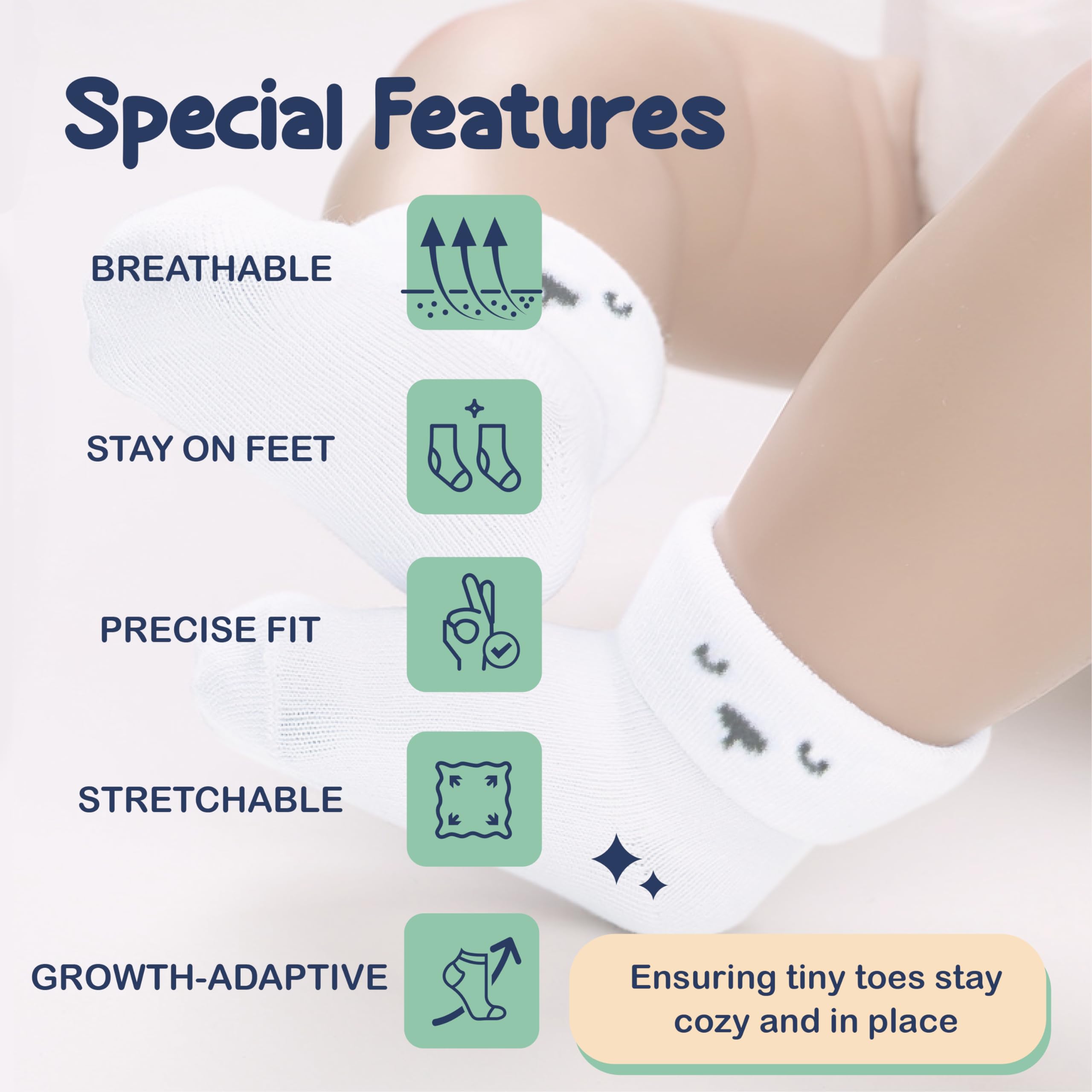 Organic Cotton Baby Socks for Newborns 0-6 Months | 12 Pairs Soft Hypoallergenic Unisex Infant Socks | Perfect Baby Shower Gift Set (Blue, Gray, White) | Ideal for Daily Wear, Playtime & Photo Shoots