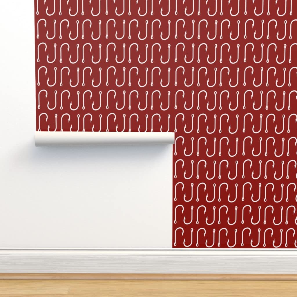 Peel & Stick Removable Wallpaper 12ft x 2ft - Red Fishing Hooks & Lures Design | Self-Adhesive Custom Wallpaper for Bedroom, Kitchen, Office Decor | Easy to Apply & Remove
