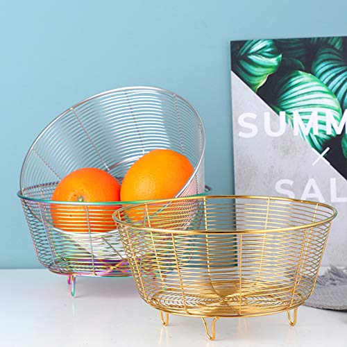 Stainless Steel Fruit Basket Bowl for Kitchen - Durable Wire Storage Basket for Fruits, Bread & Vegetables - Sleek Red Design - Perfect for Countertop, Dining Table & Pantry Organization