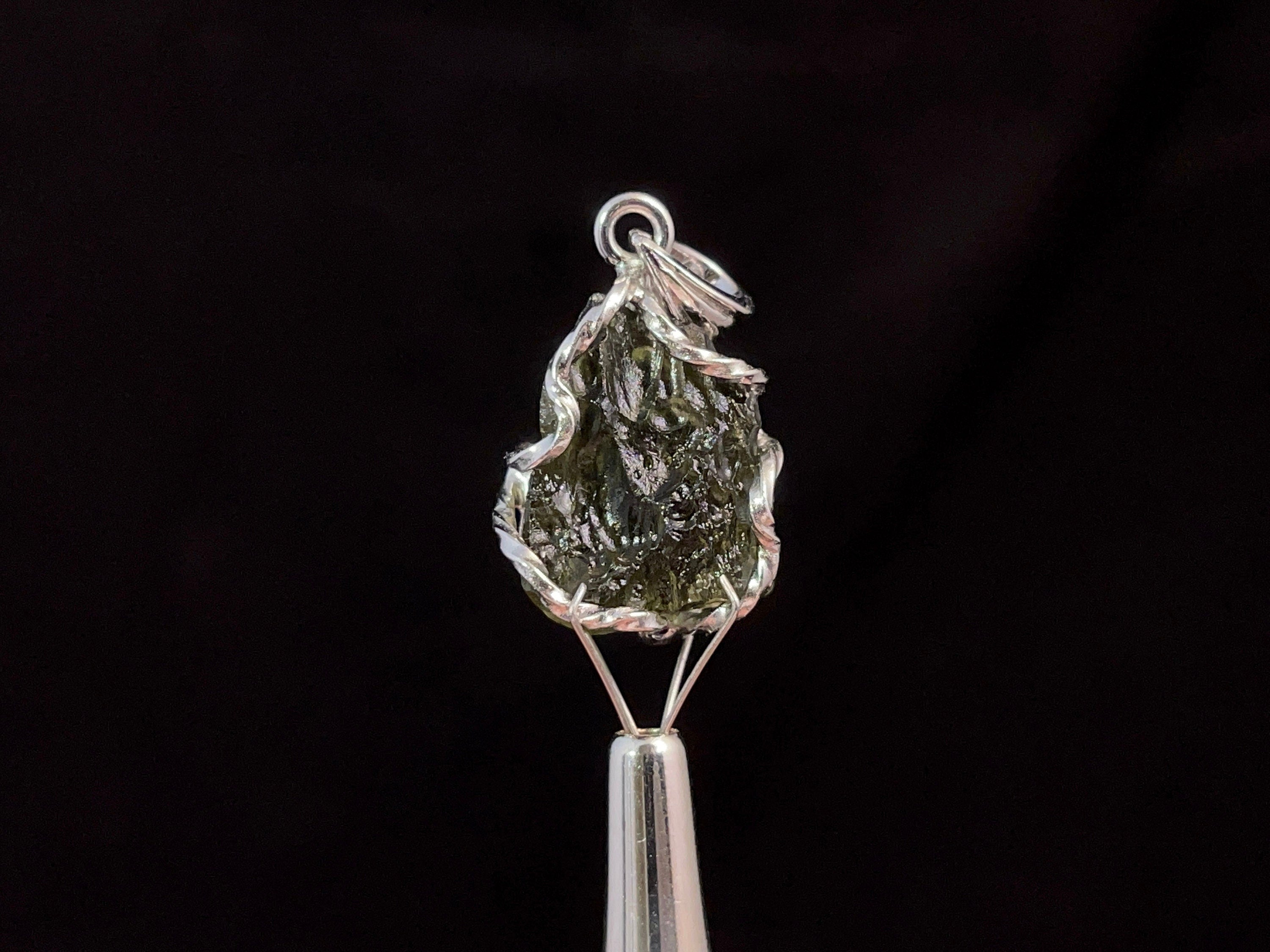 Genuine Moldavite Pendant Necklace in Sterling Silver - Authentic Raw Moldavite Jewelry for Spiritual Healing & Energy Protection | Perfect for Meditation, Reiki, and Crystal Therapy
