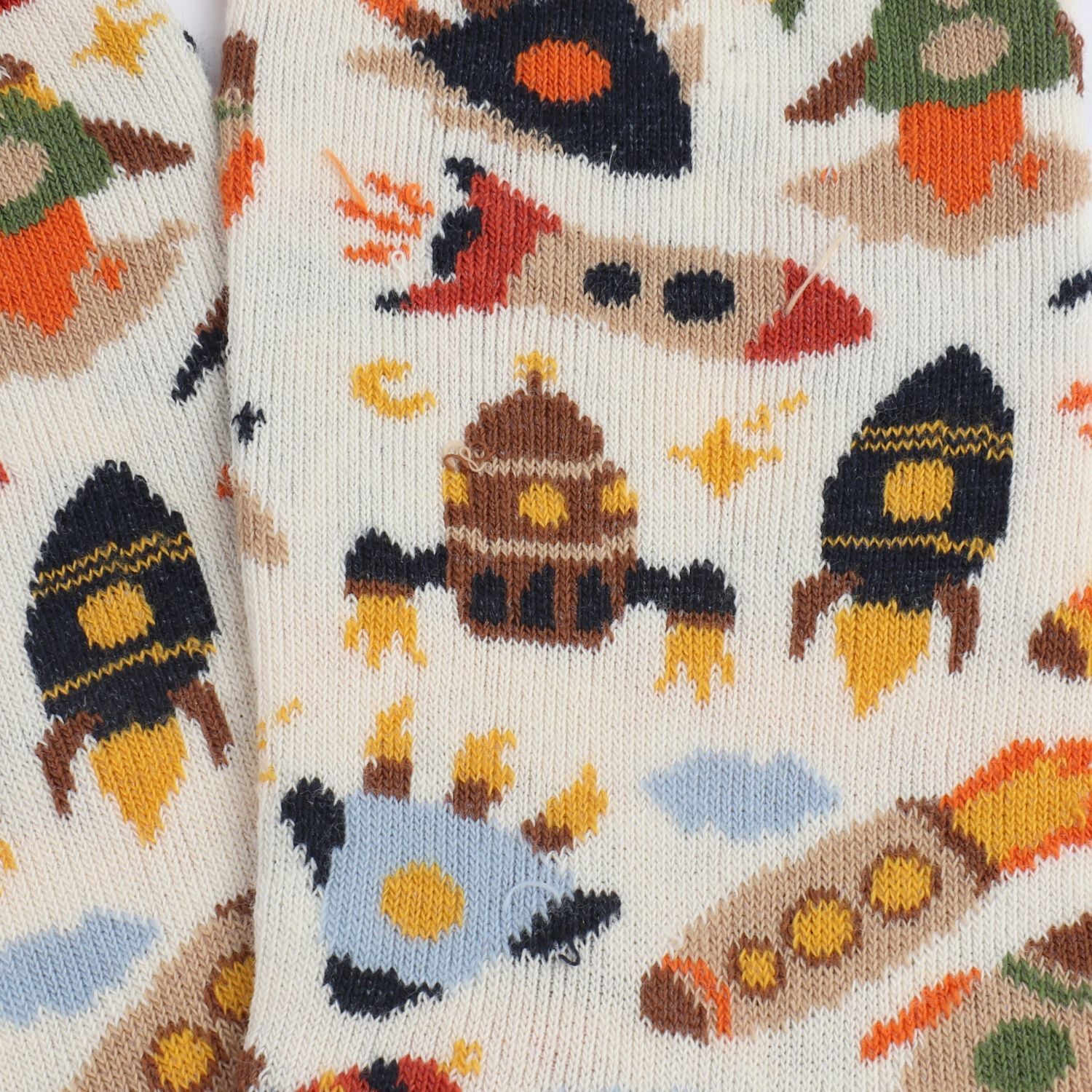 Kids Space Rocket Cotton Socks - Astronaut Themed Crew Socks for Boys & Girls - Comfortable Cotton Blend for School, Play & Cosplay Costumes