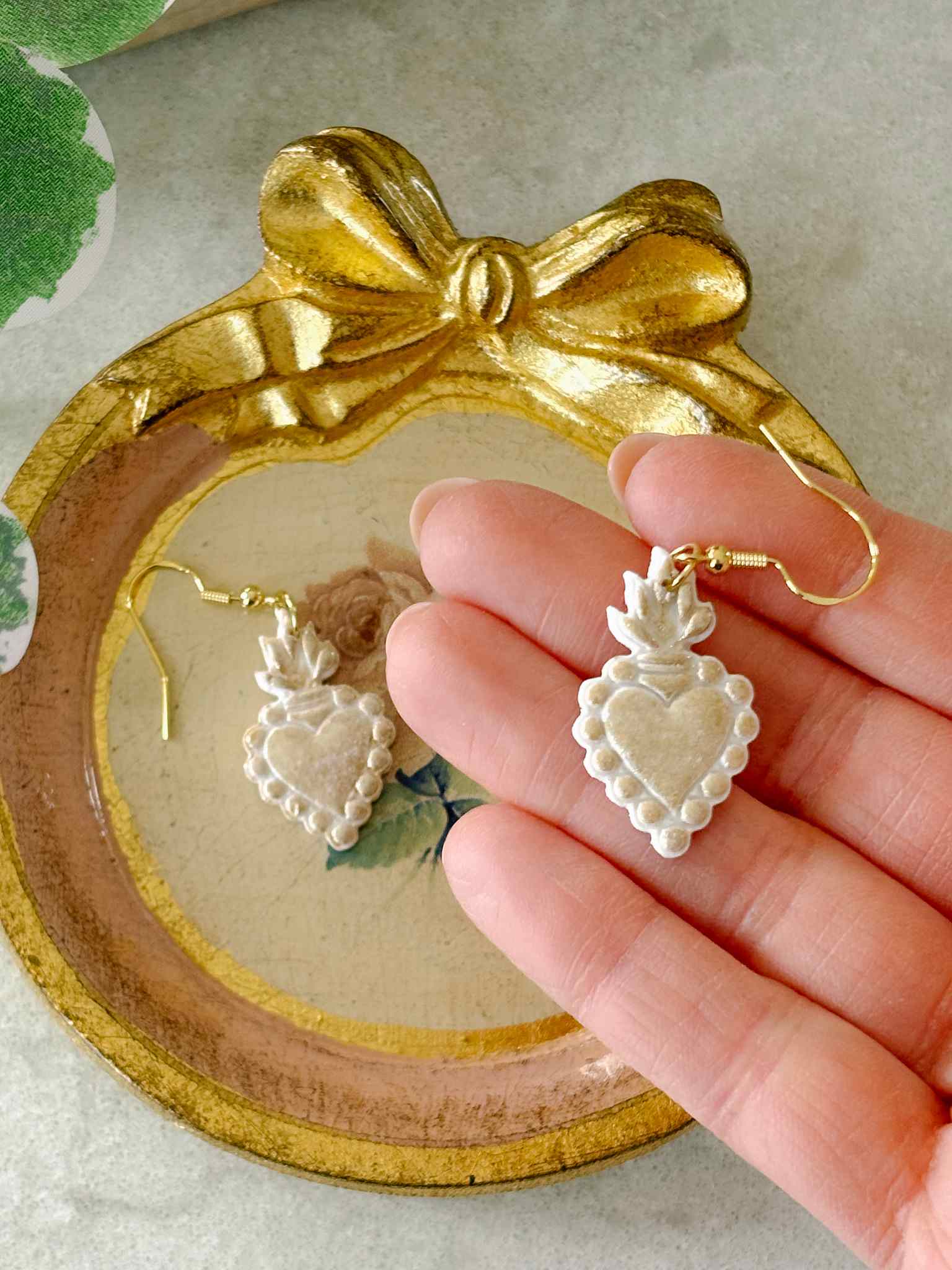 Handmade Sacred Heart Earrings - Sterling Silver Religious Jewelry for Women - Perfect Gift for Baptism, First Communion & Everyday Wear