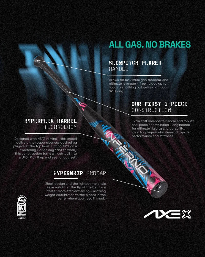 2024 Axe Inferno One Piece End Loaded USSSA Slowpitch Softball Bat - L209M E FLR | High Performance Baseball Equipment for Adult Leagues & Tournaments | Perfect for Power Hitters & Competitive Play