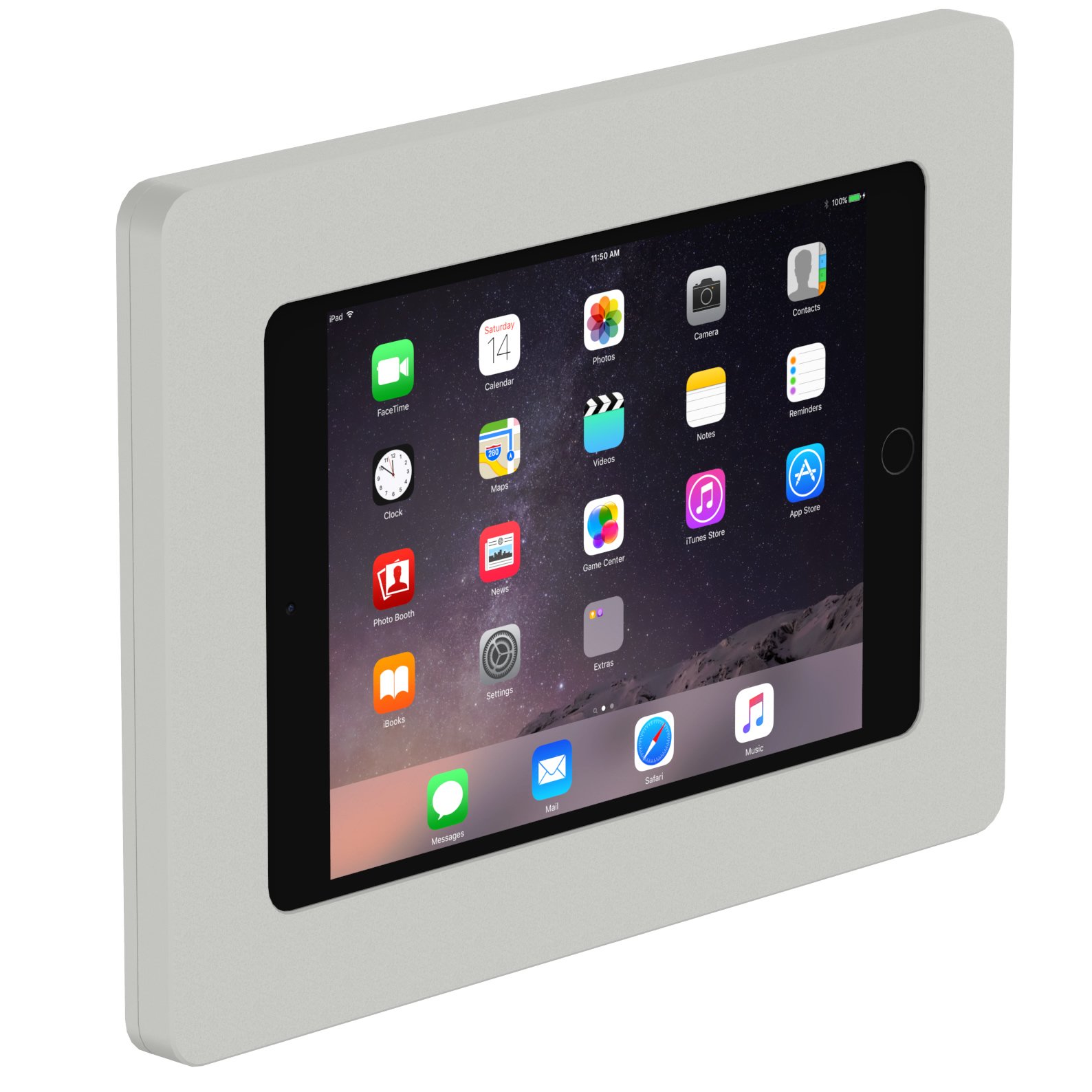 VidaMount Light Grey VESA Mount Enclosure for iPad Mini 1/2/3 - Secure Wall Mount Bracket for Home, Office & Classroom iPad Display