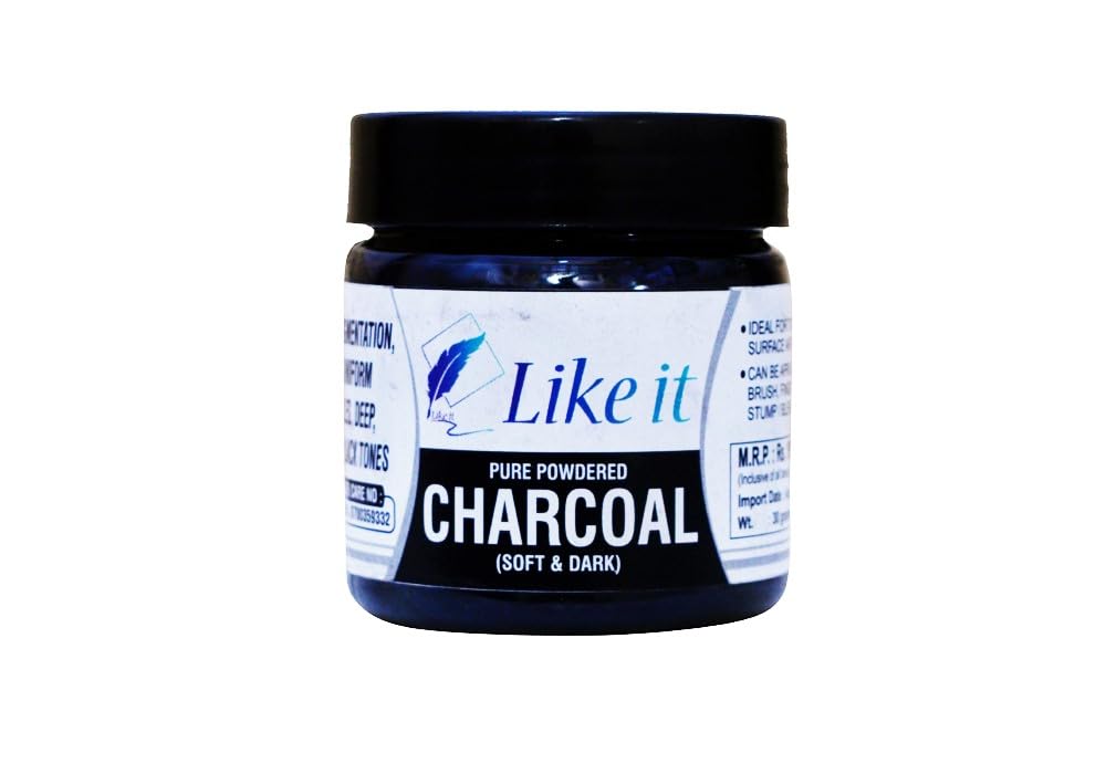 Premium Artist Black Charcoal Powder for Sketching & Drawing - 30g Professional Grade Fine Powder - Ideal for Portrait, Figure Drawing & Shading Techniques (Pack of 1)