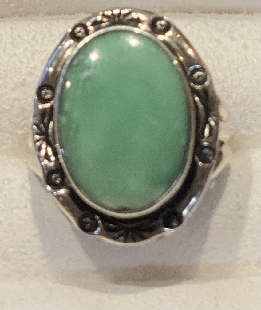 Natural Fluorite Gemstone Ring - Size 9 Adjustable Silver Jewelry for Women, Healing Crystal Gift for Meditation & Energy Balancing