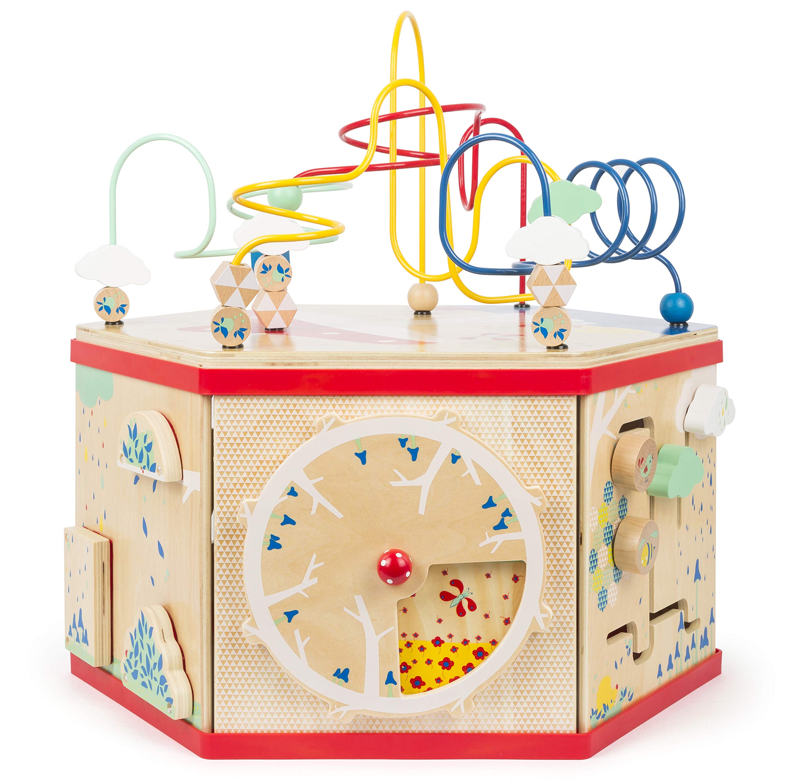 **Small Foot Wooden Activity Cube XL – 7-Sided Educational Toy with Bead Maze, Puzzle, Shape Sorter, Clock & Wheels – Develops Fine Motor Skills & Dexterity for Toddlers 12+ Months – Perfect for Playtime, Learning & Daycare Activities**