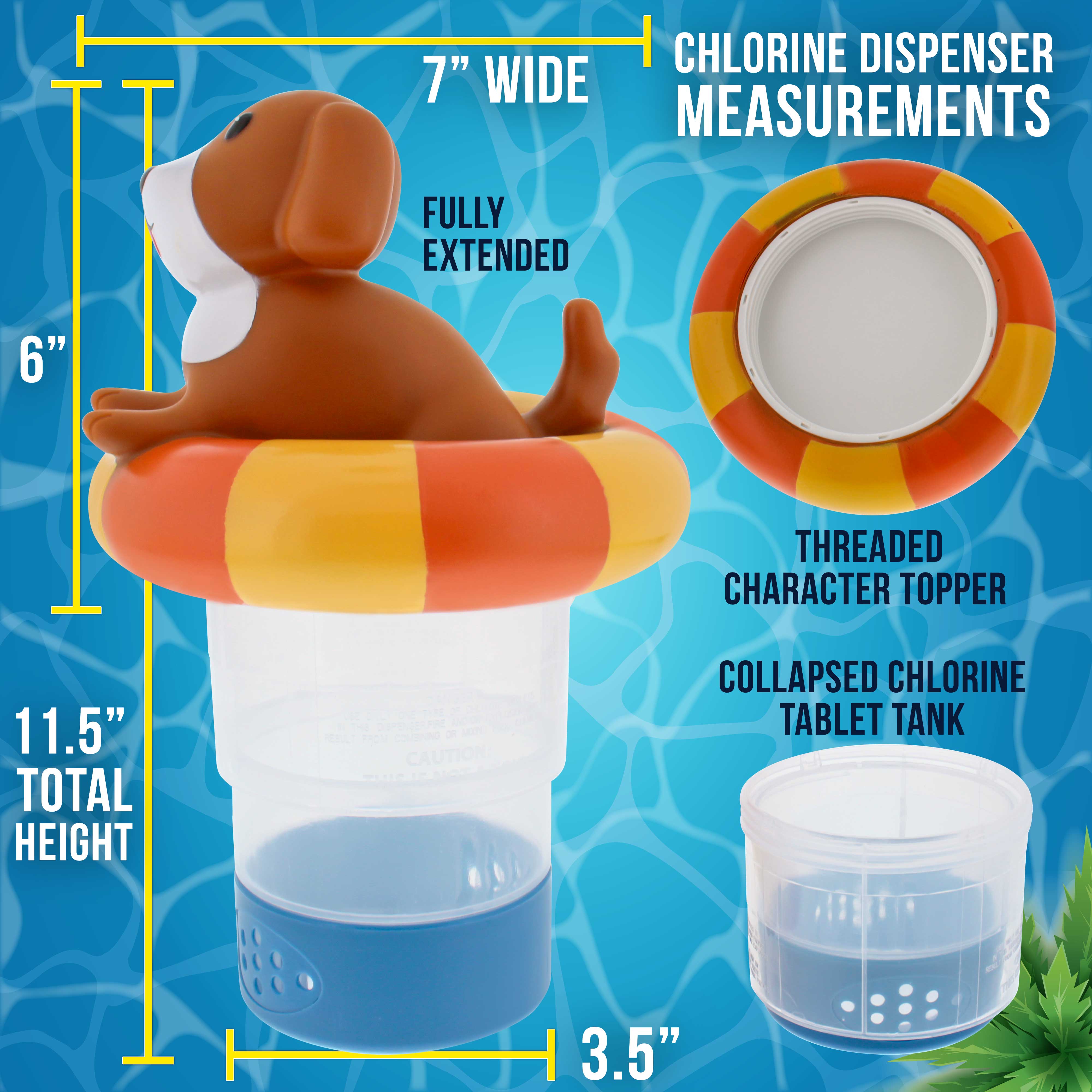 Puppy Dog Floating Pool Chlorine Dispenser - Collapsible Base Holds 3 Tablets, Cute Pet-Themed Pool Float for Dogs | Perfect for Backyard Pools, Summer Fun & Pet Water Safety