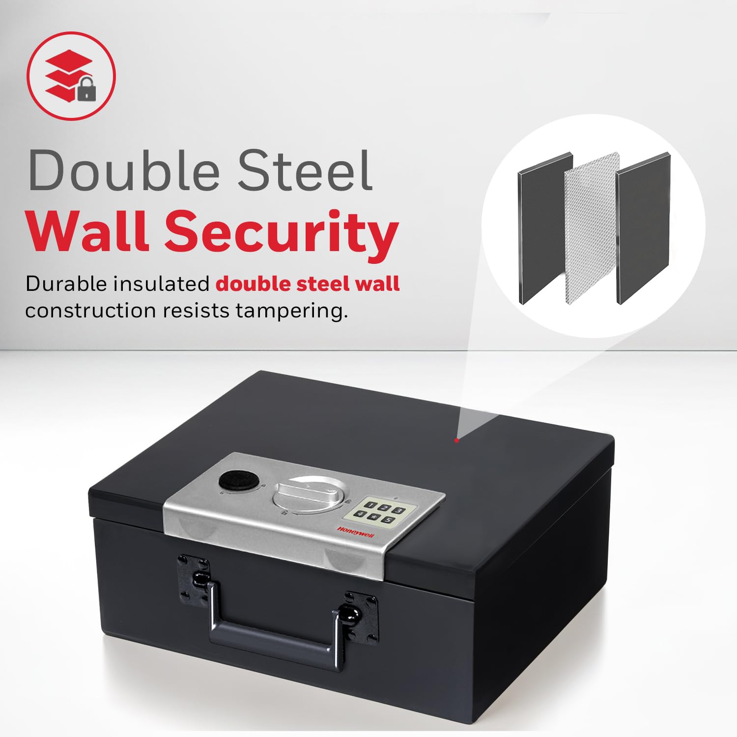Honeywell Fireproof Digital Safe Box - 0.26 cu ft Steel Security Safe with Electronic Lock for Home, Jewelry, Documents & Cash - Black (Model 6108) | Perfect for Bedroom Closet, Office & Travel Security