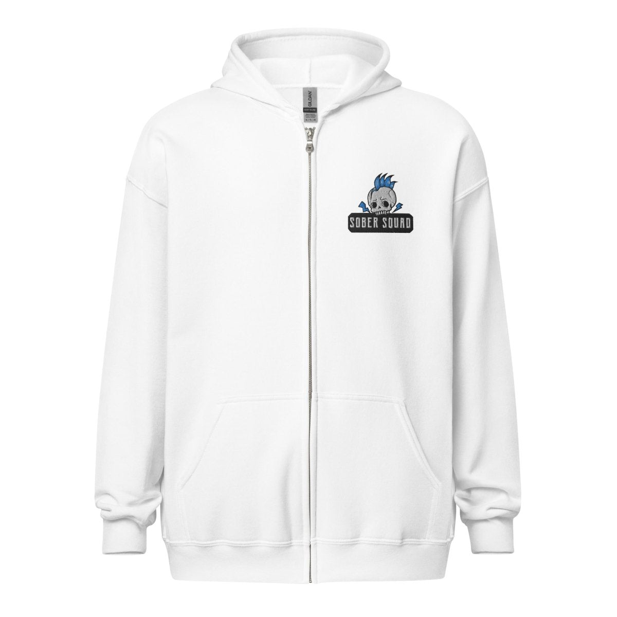 Sober Squad Skull Mohawk Unisex Heavy Blend Zip Hoodie - Stylish Streetwear for Men & Women - Perfect for Casual Outfits, Skateboarding, and Urban Fashion