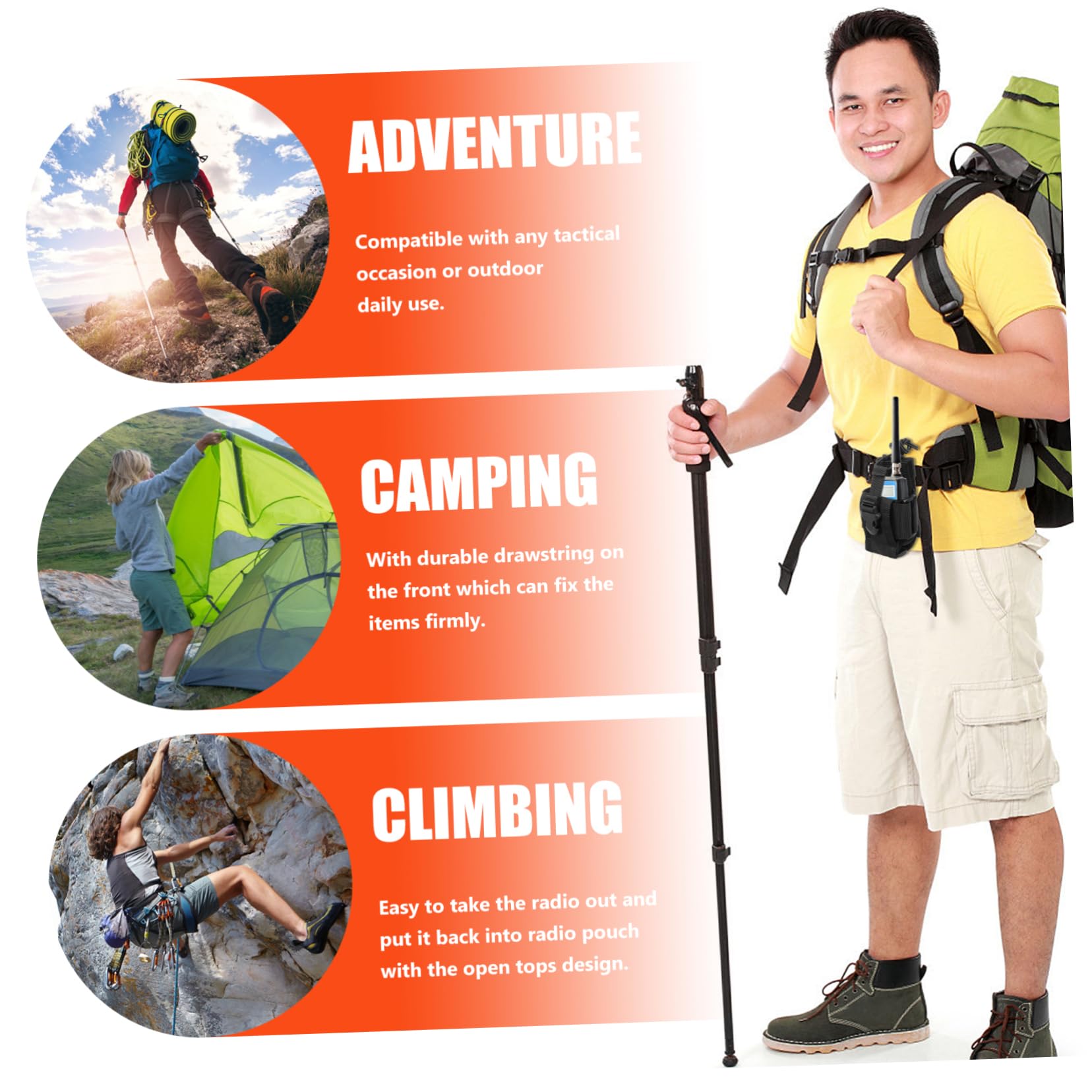 HOMSFOU Waterproof Walkie Talkie Case with Zipper - Adjustable Radio Pouch Bag for Outdoor Activities, Hiking, Camping & Sports