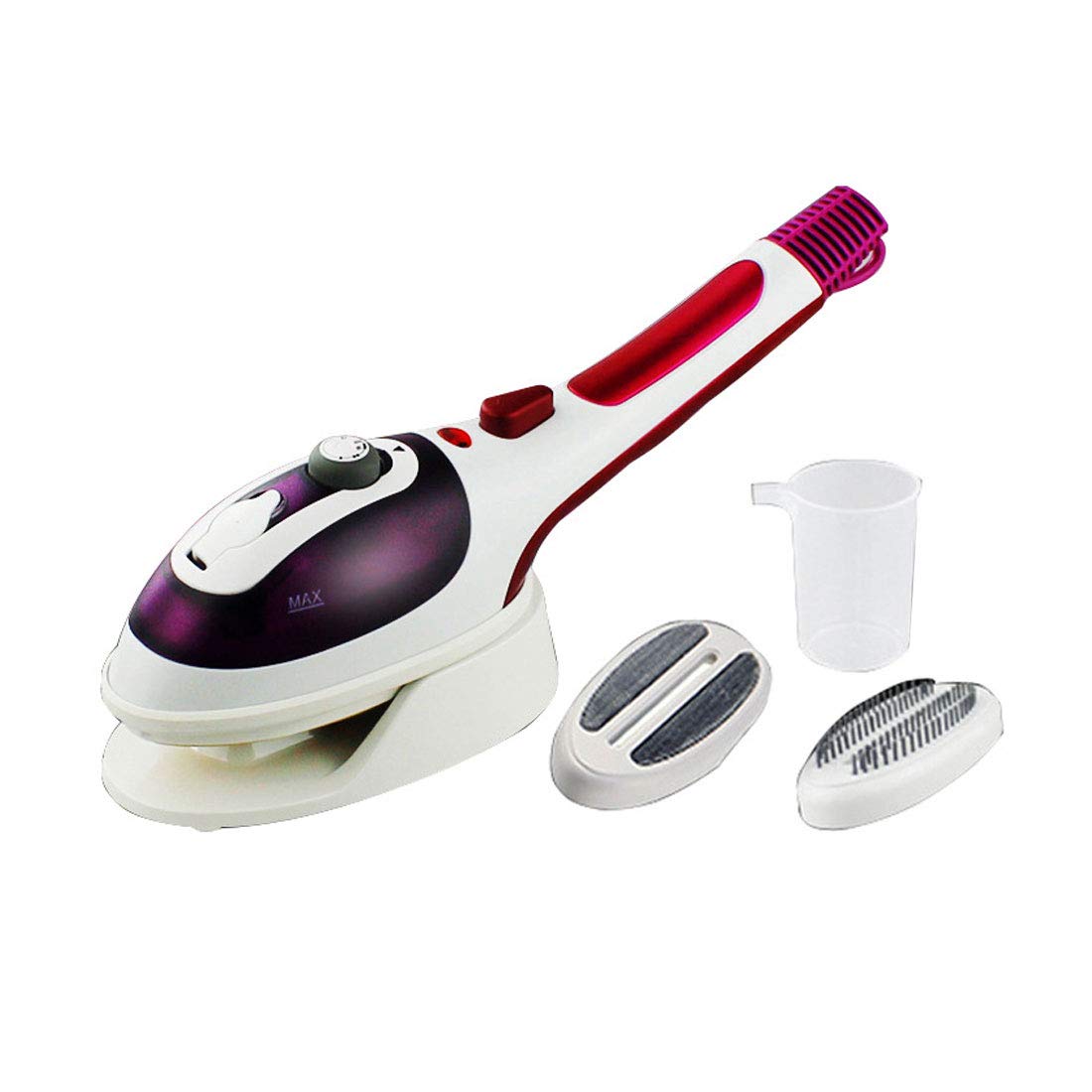 HiiBaby Portable Handheld Steamer for Clothes - Powerful Wrinkle Remover with 2 Detachable Brushes | Garment Steamer for Hanging & Flat Fabrics | Compact Travel & Home Use Steam Iron (Purple) | Perfect for Business Trips, Weddings & Daily Outfit Care