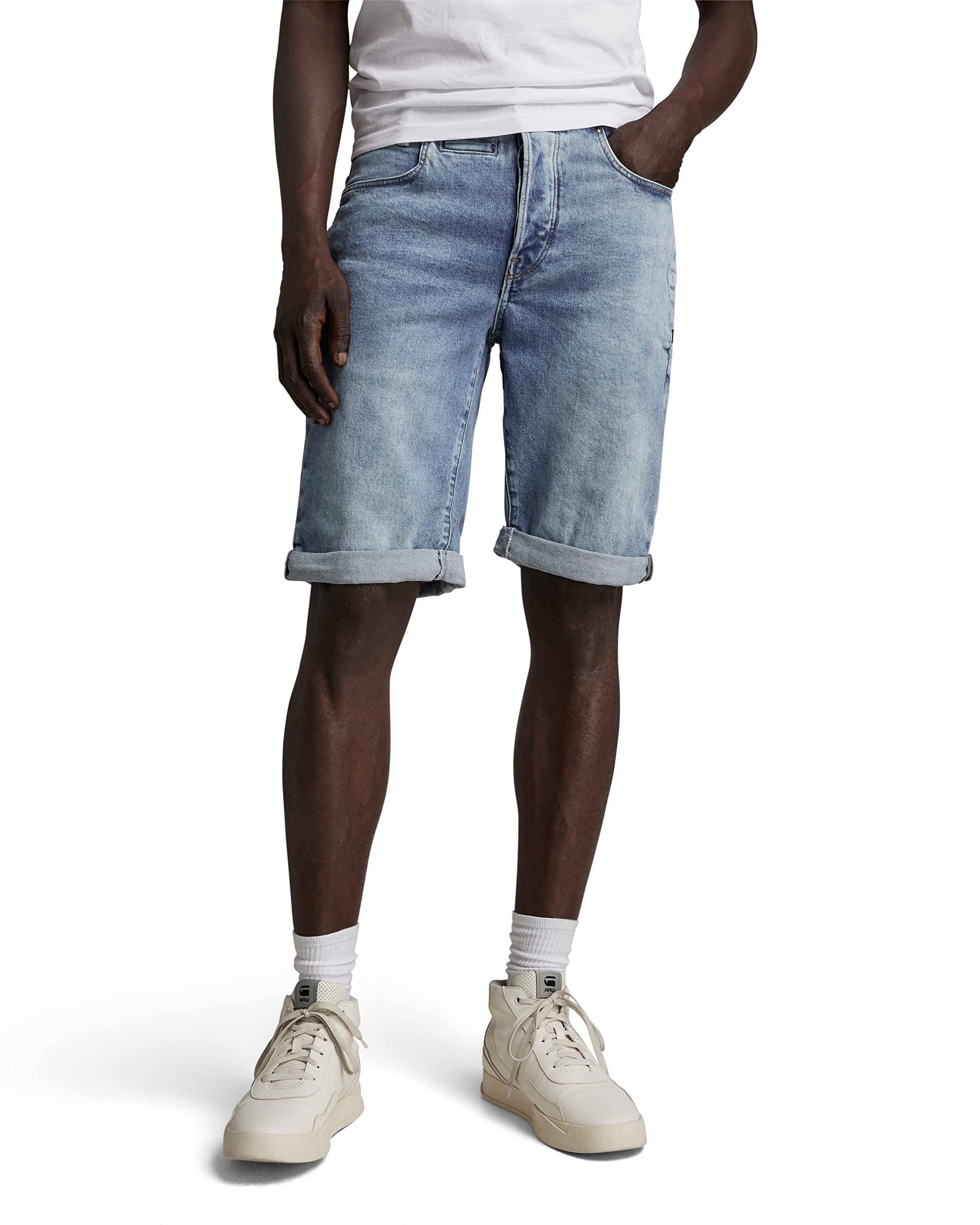 G-STAR Men's D-STAQ 3D Straight Fit Denim Shorts | Classic Blue Jeans Shorts for Men | Casual Summer Wear, Street Style & Everyday Comfort