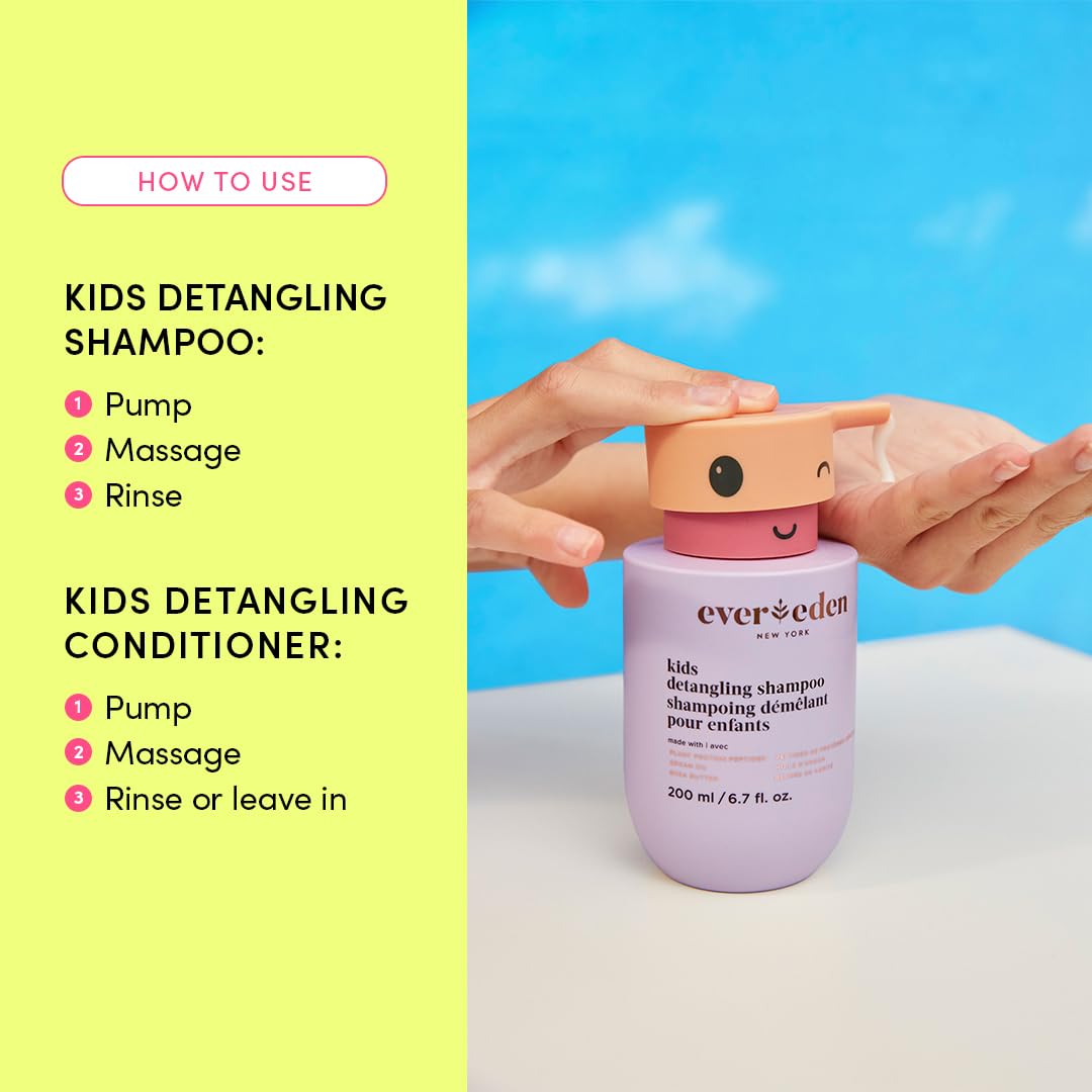 Evereden Kids Haircare & Skincare Bundle - Detangling Shampoo & Conditioner Set with 4-in-1 Leave-In Spray & After Swim Shampoo | Clean, Vegan, Non-Toxic Hair Products for Children 3+ | Perfect for Daily Hair Care & Post-Swim Protection